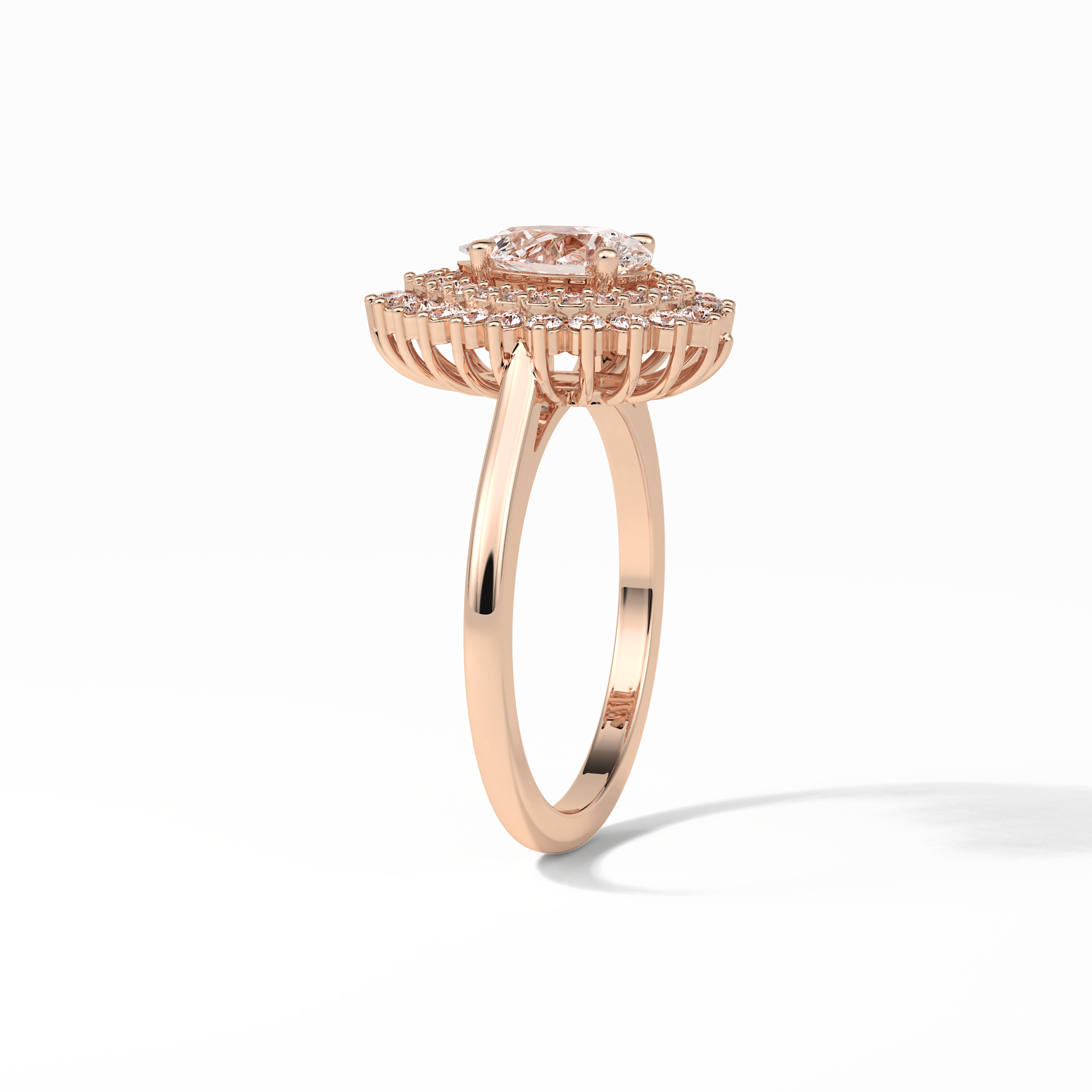 Pear Halo & Pave Lab Grown Diamond Engagement Ring