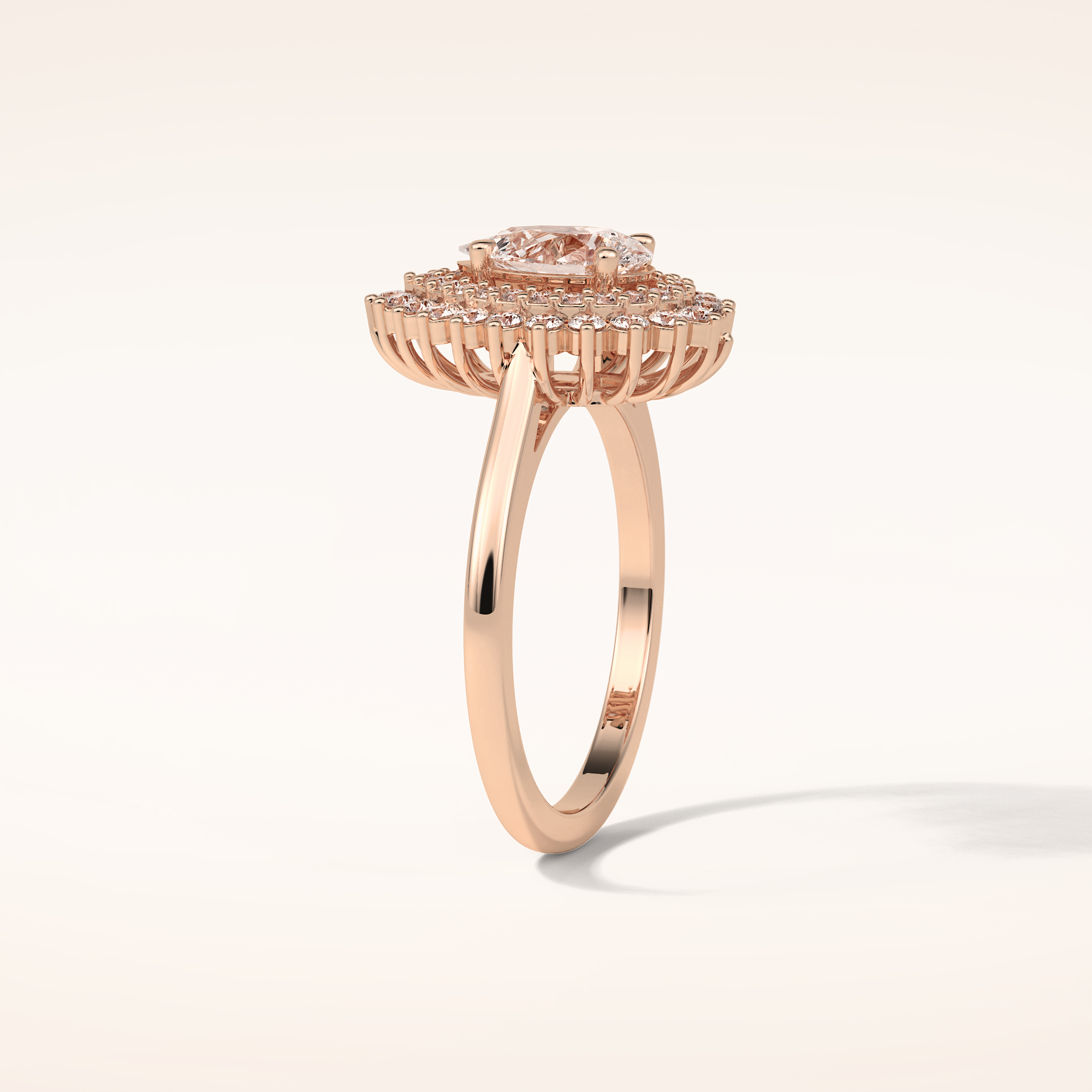 0.94 CT Pear Shaped Double Halo Moissanite Engagement Ring