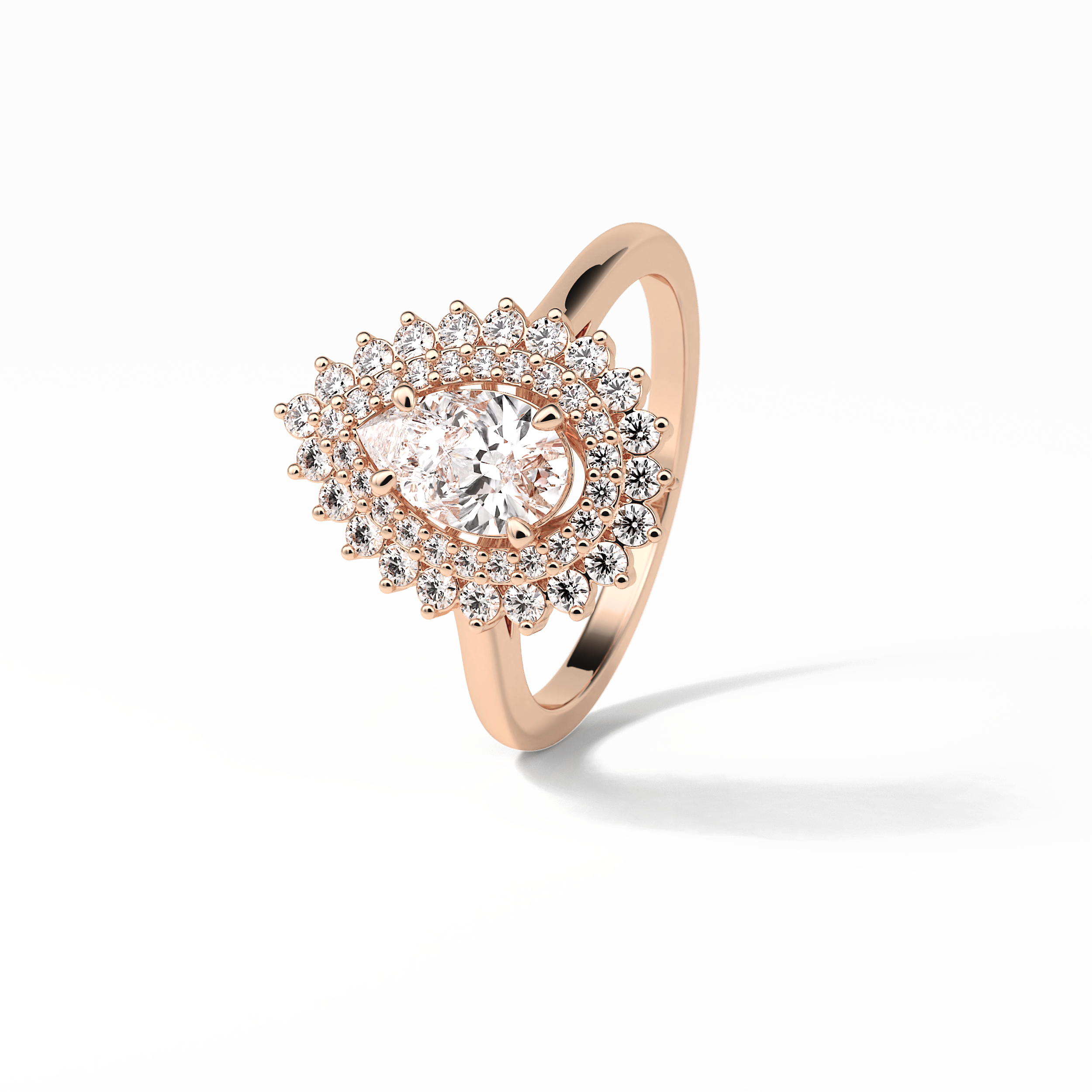 Pear Halo & Pave Lab Grown Diamond Engagement Ring