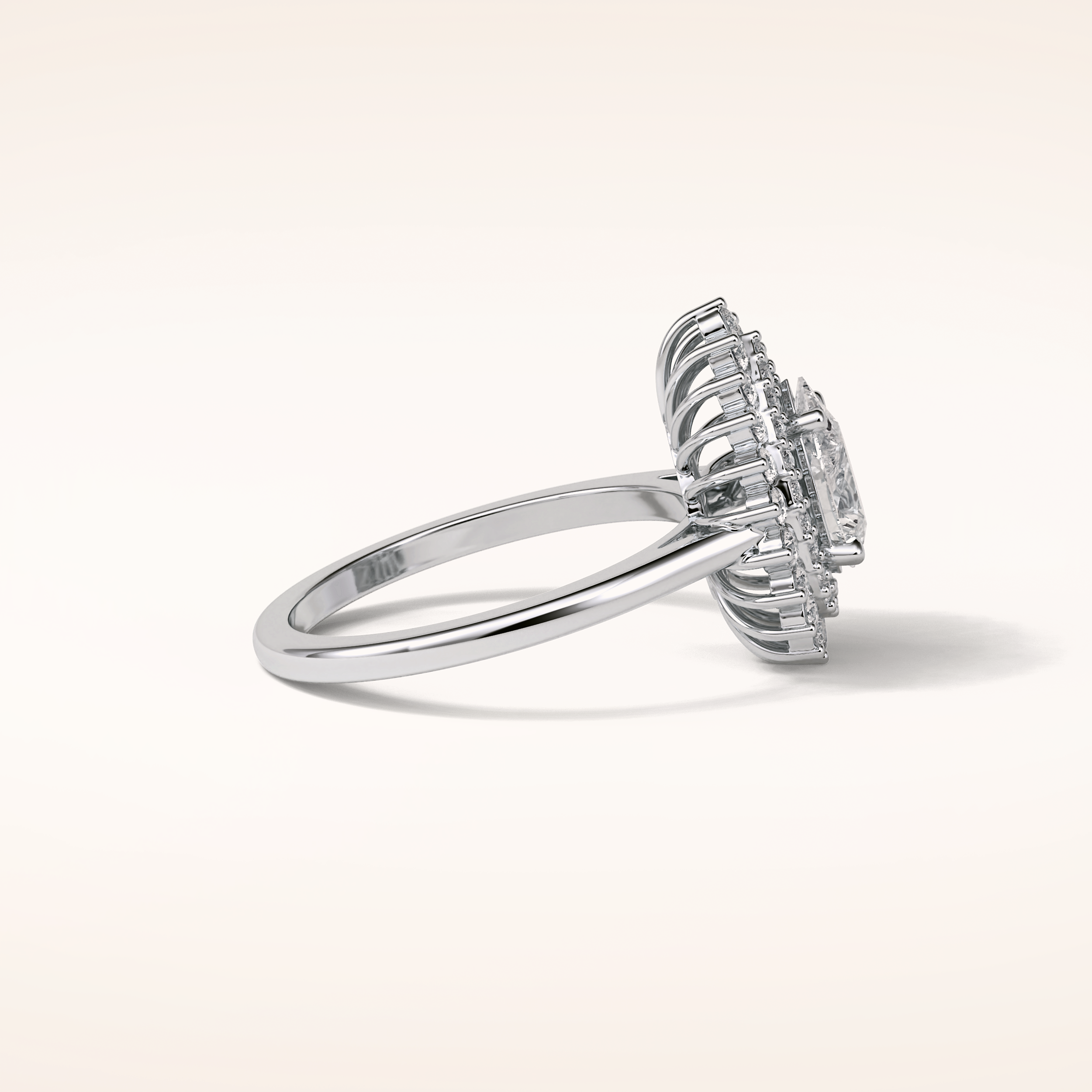 0.94 CT Pear Shaped Double Halo Moissanite Engagement Ring