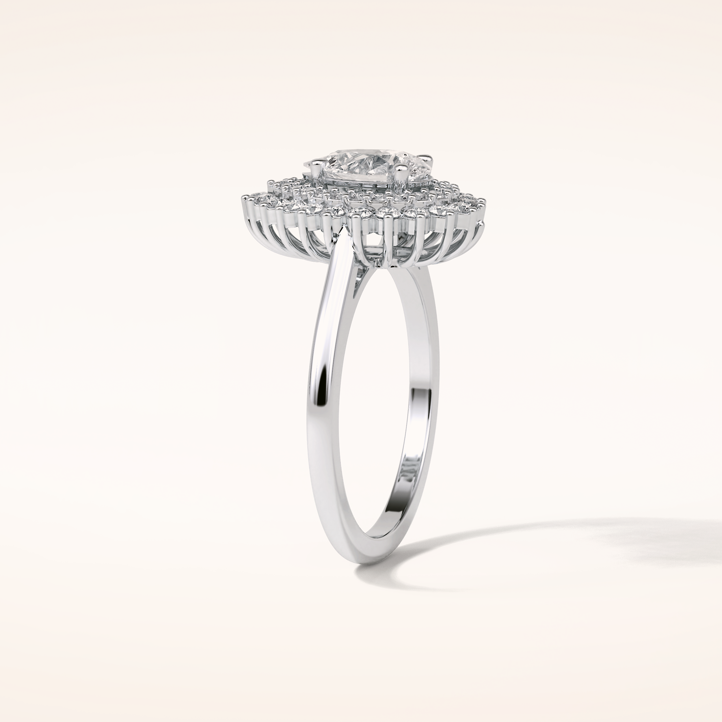 0.94 CT Pear Shaped Double Halo Moissanite Engagement Ring