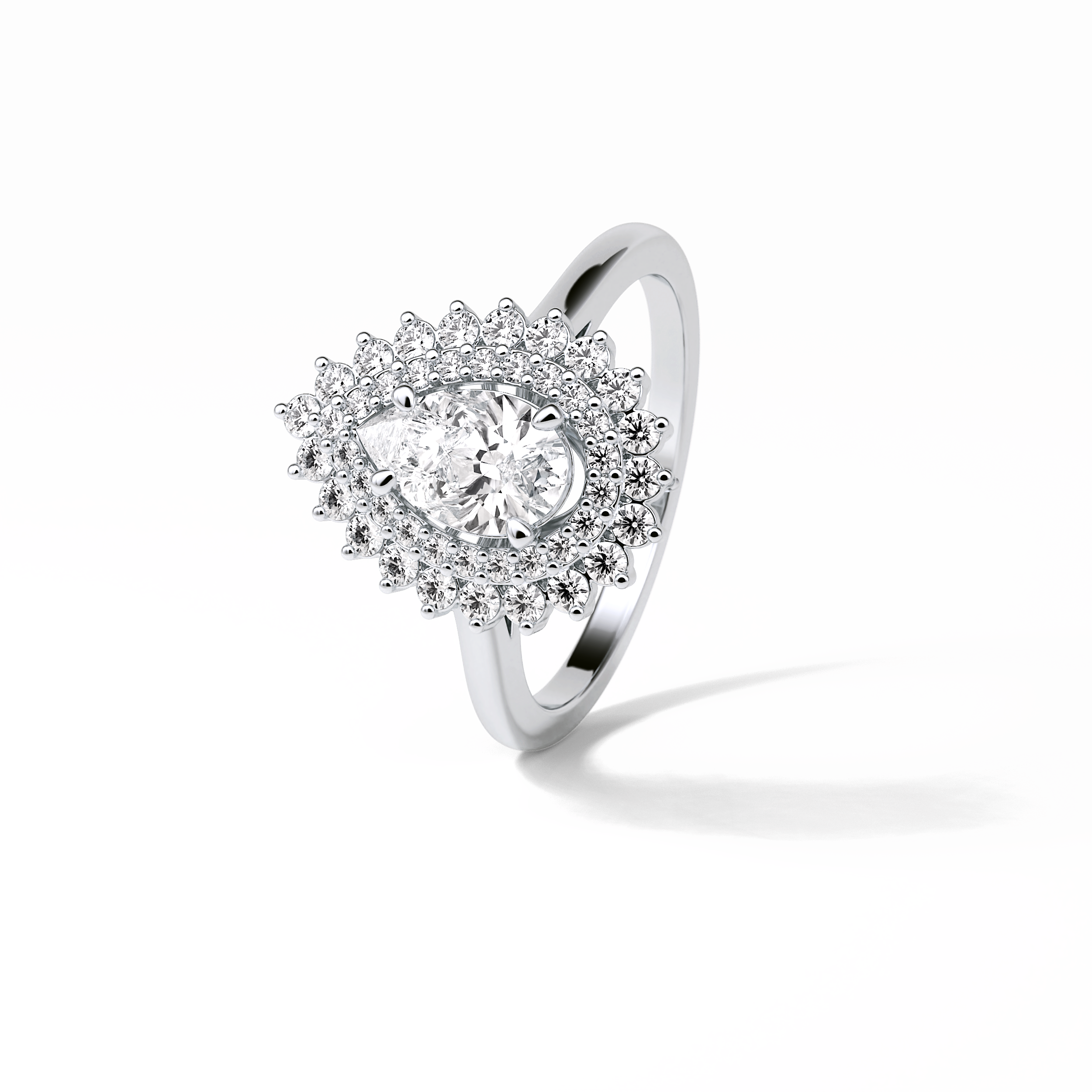 Pear Halo & Pave Lab Grown Diamond Engagement Ring