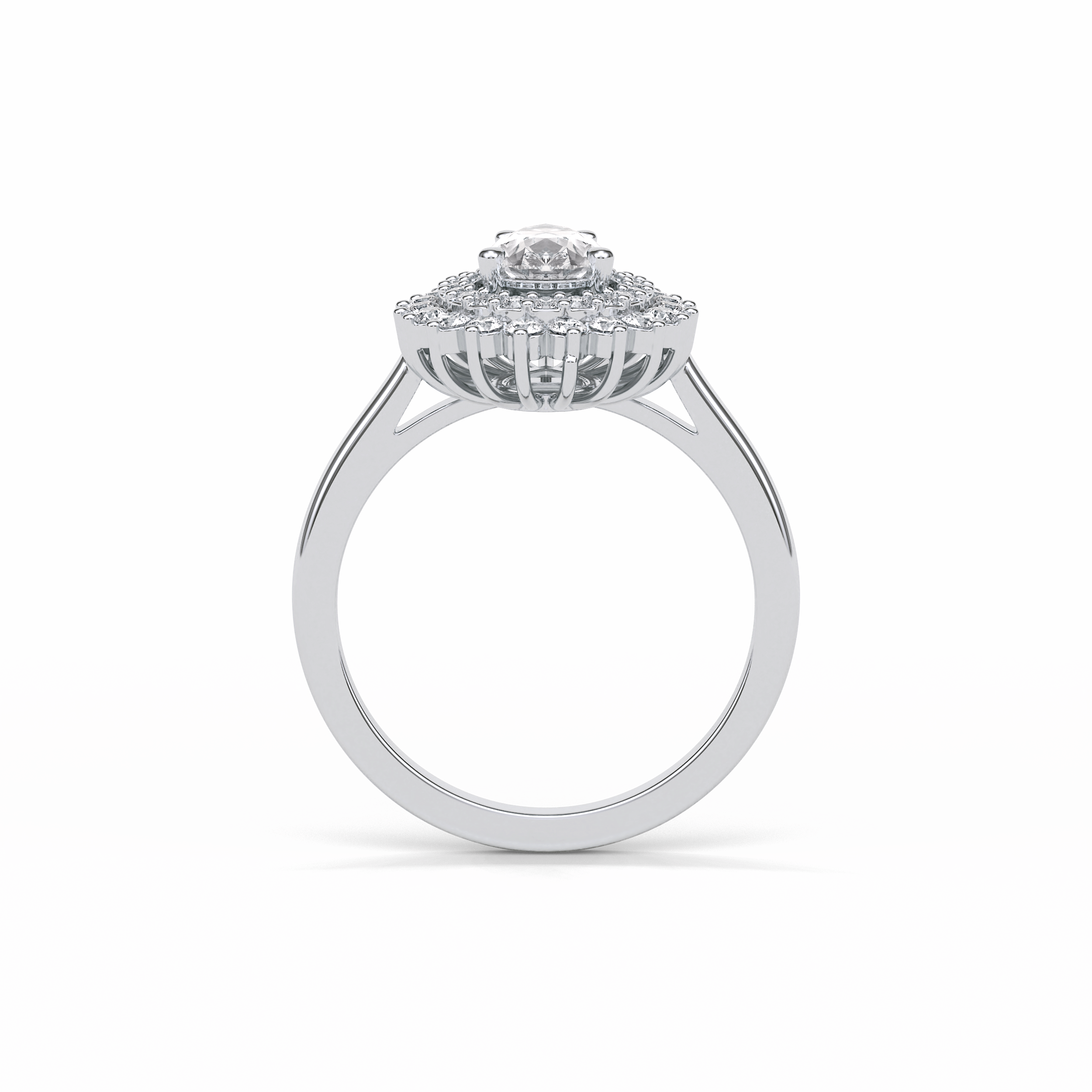 Pear Halo & Pave Lab Grown Diamond Engagement Ring