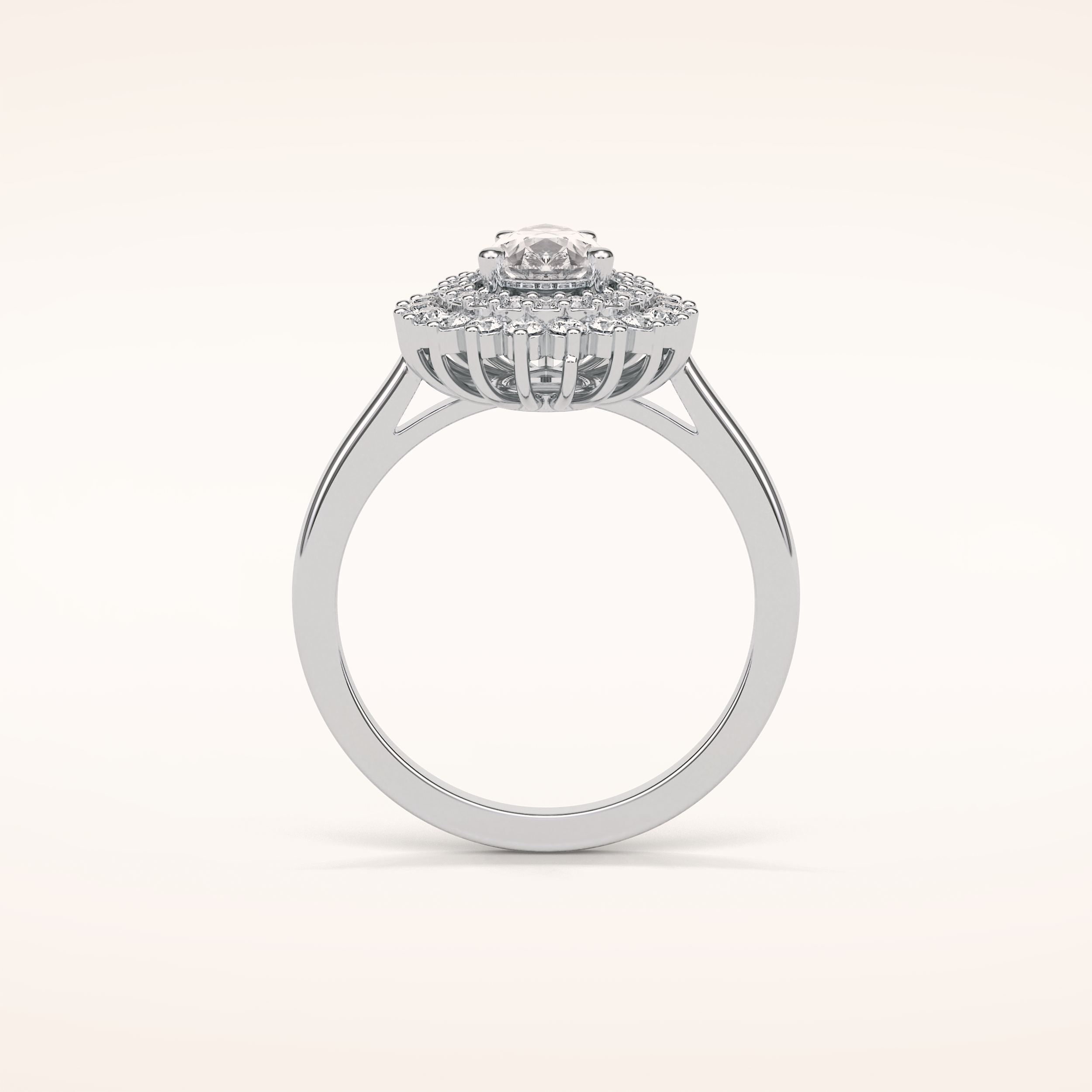 0.94 CT Pear Shaped Double Halo Moissanite Engagement Ring