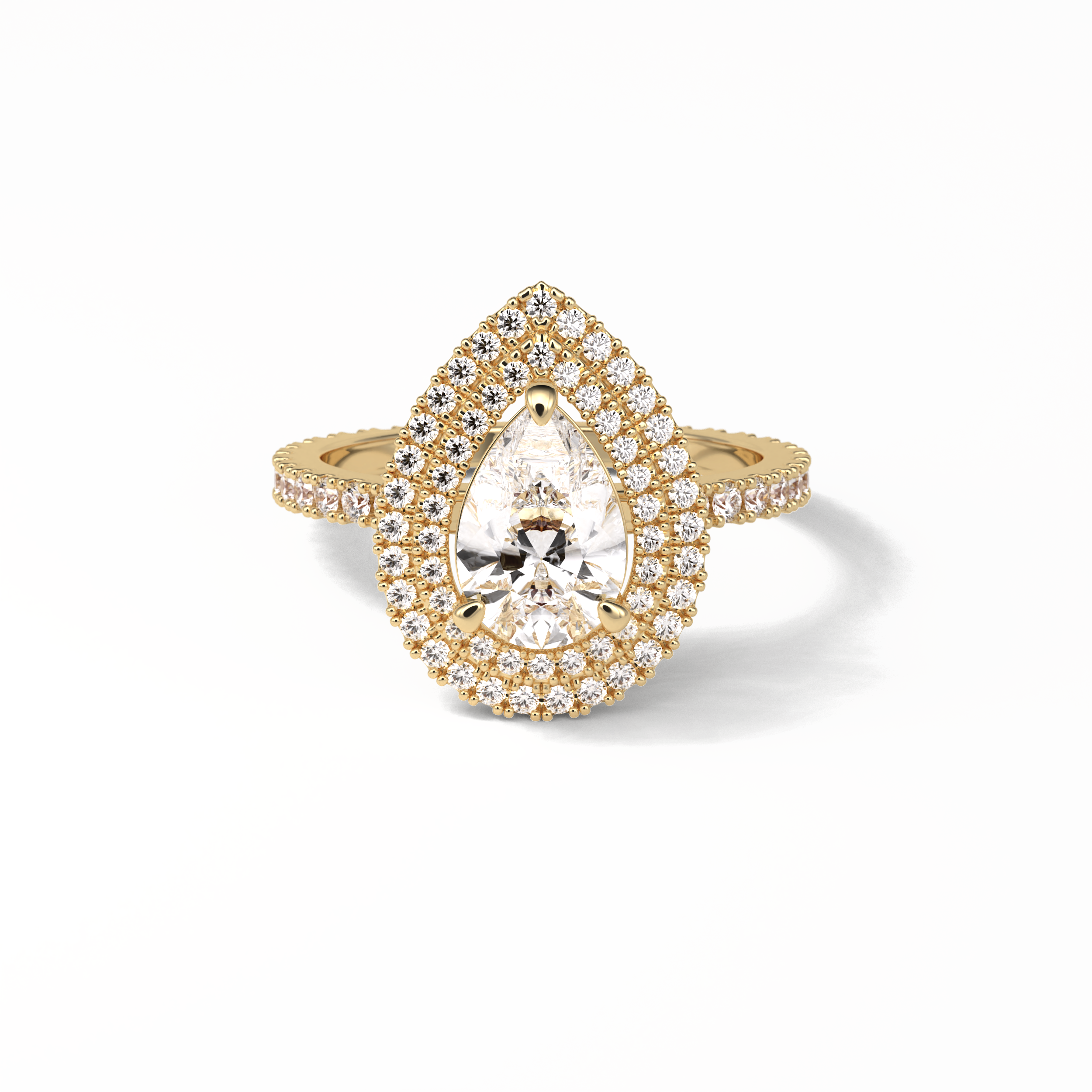 Pear Halo & Pave Lab Grown Diamond Engagement Ring