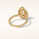1.33 CT Pear Shaped Double Halo & Pave Moissanite Engagement Ring