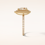 1.33 CT Pear Shaped Double Halo & Pave Moissanite Engagement Ring