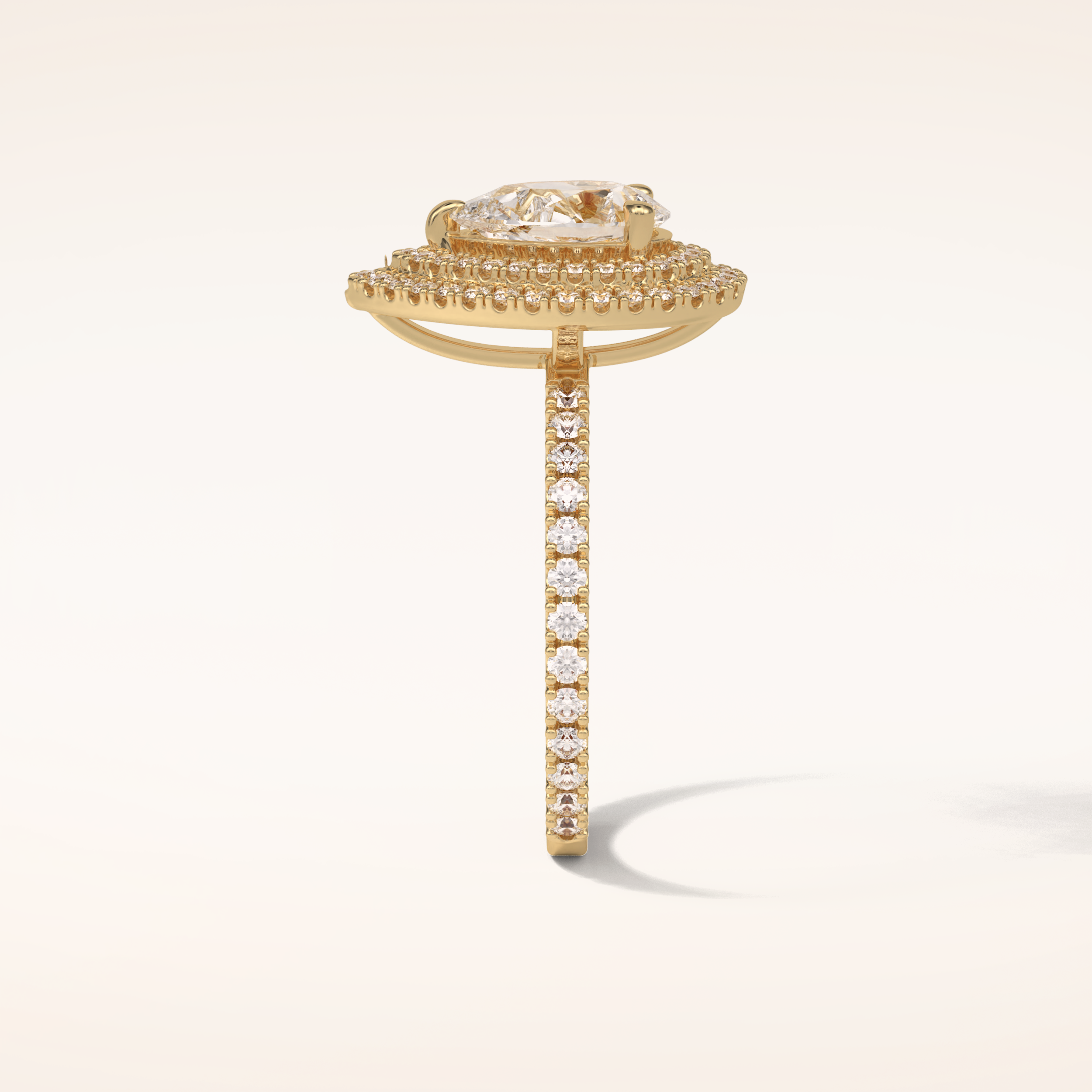 1.33 CT Pear Shaped Double Halo & Pave Moissanite Engagement Ring