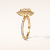 1.33 CT Pear Shaped Double Halo & Pave Moissanite Engagement Ring
