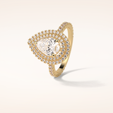 1.33 CT Pear Shaped Double Halo & Pave Moissanite Engagement Ring