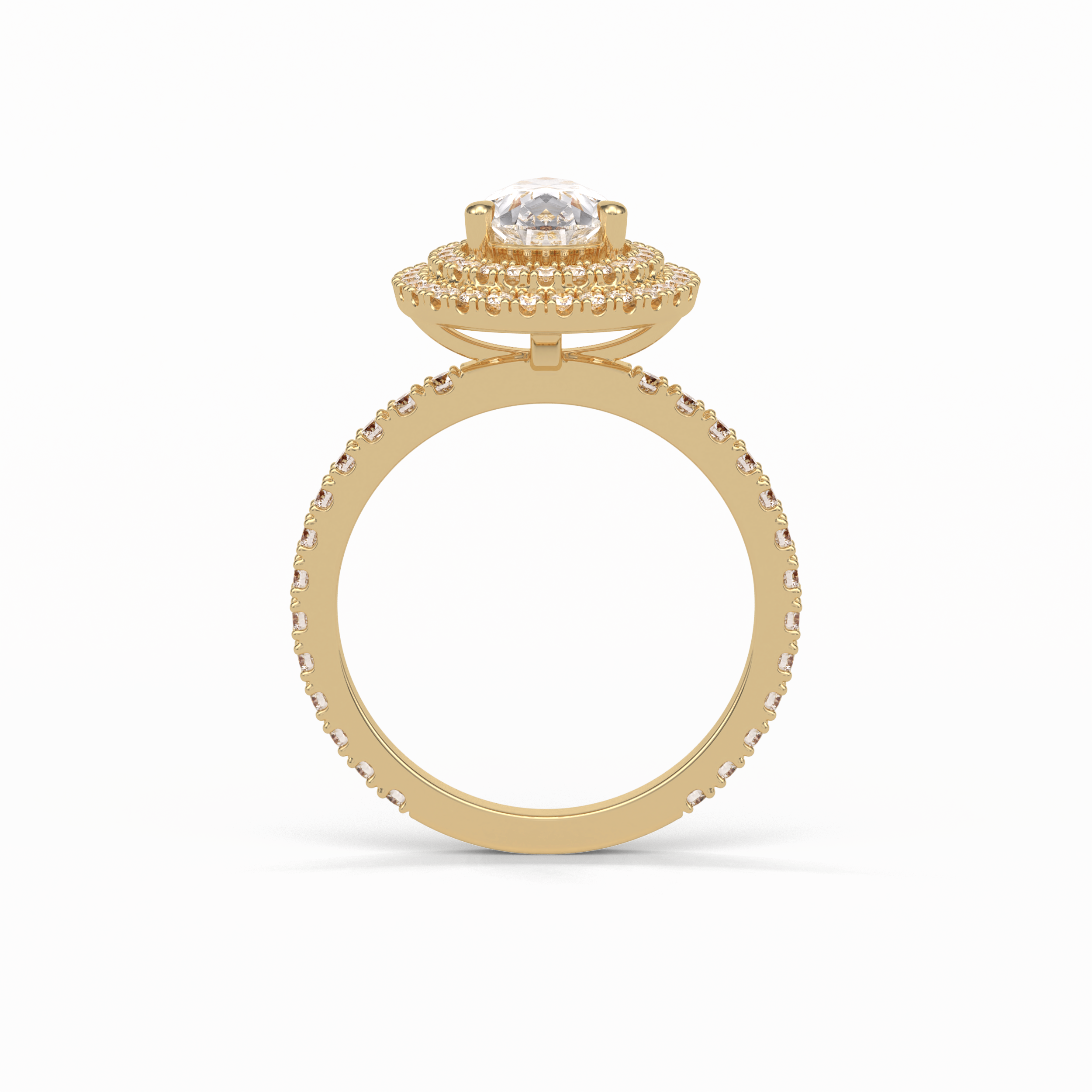 Pear Halo & Pave Lab Grown Diamond Engagement Ring