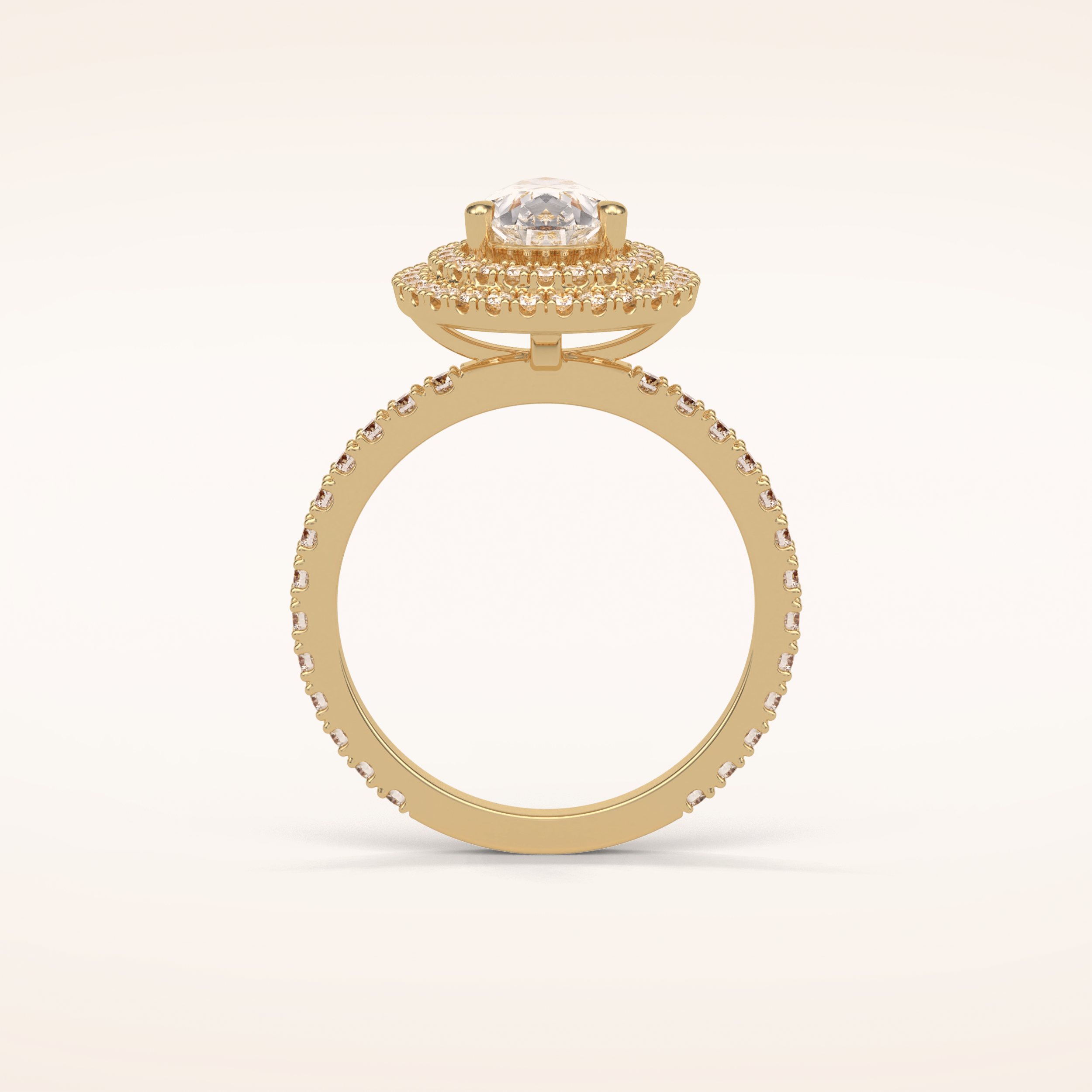 1.33 CT Pear Shaped Double Halo & Pave Moissanite Engagement Ring