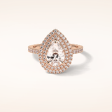 1.33 CT Pear Shaped Double Halo & Pave Moissanite Engagement Ring