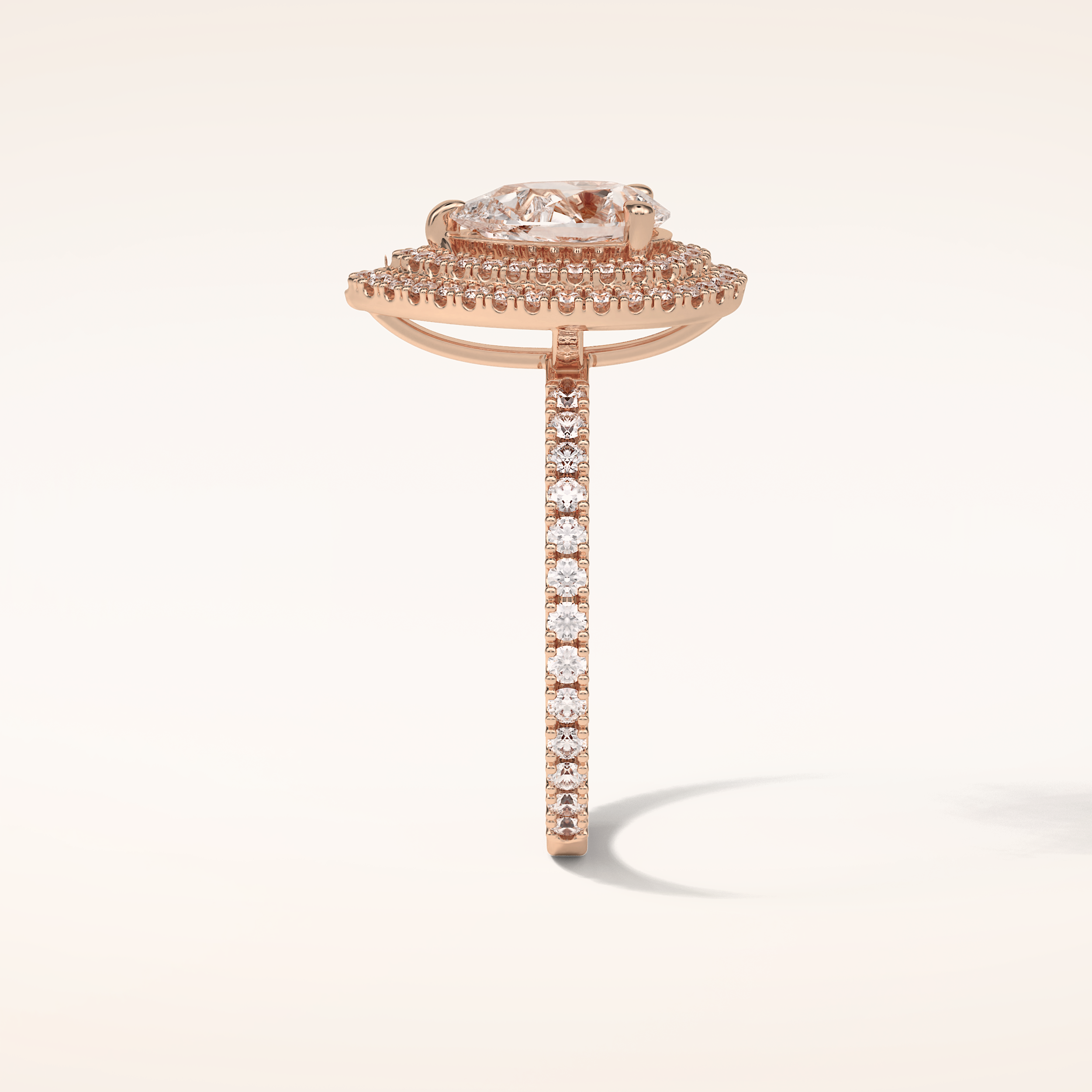 1.33 CT Pear Shaped Double Halo & Pave Moissanite Engagement Ring