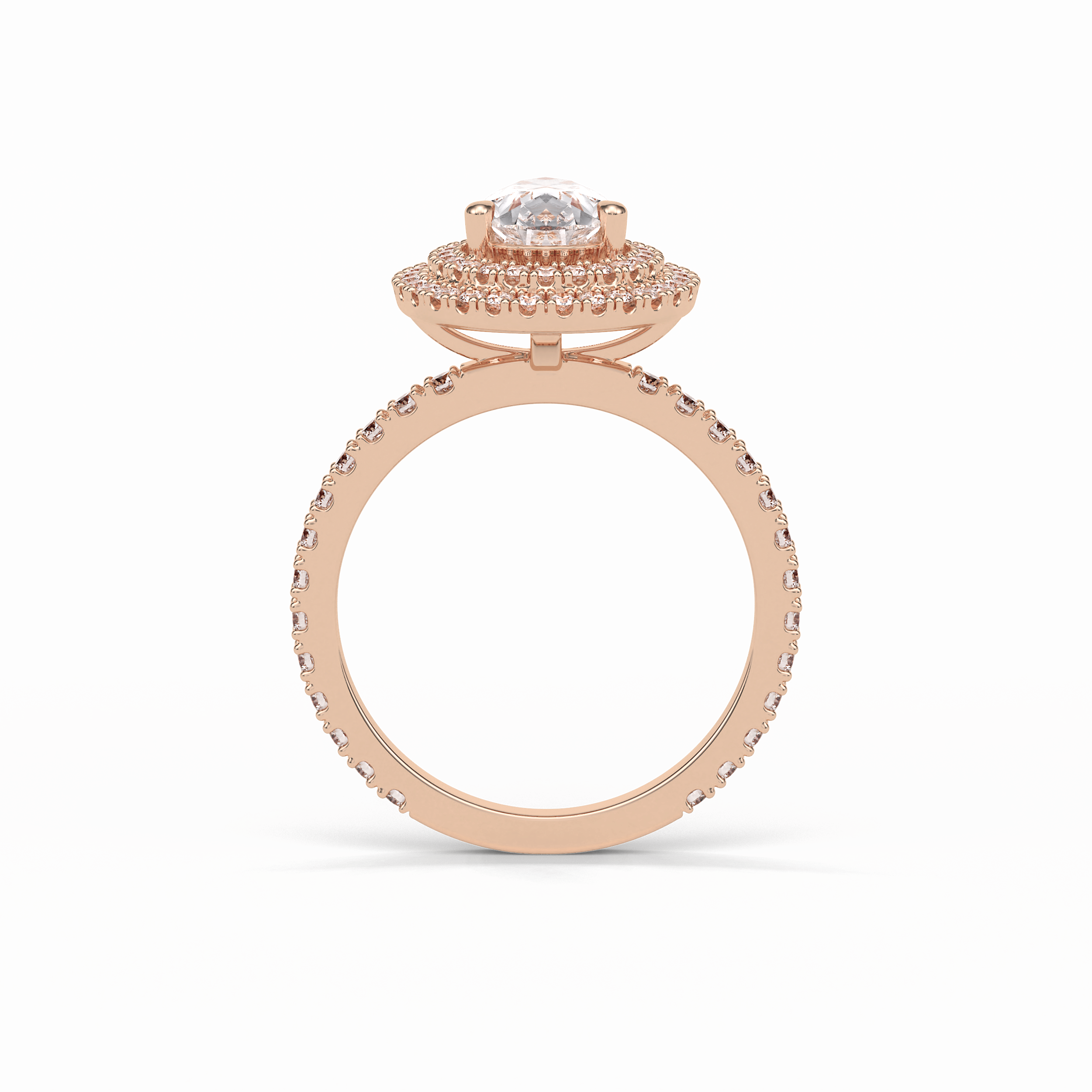 Pear Halo & Pave Lab Grown Diamond Engagement Ring