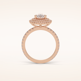 1.33 CT Pear Shaped Double Halo & Pave Moissanite Engagement Ring