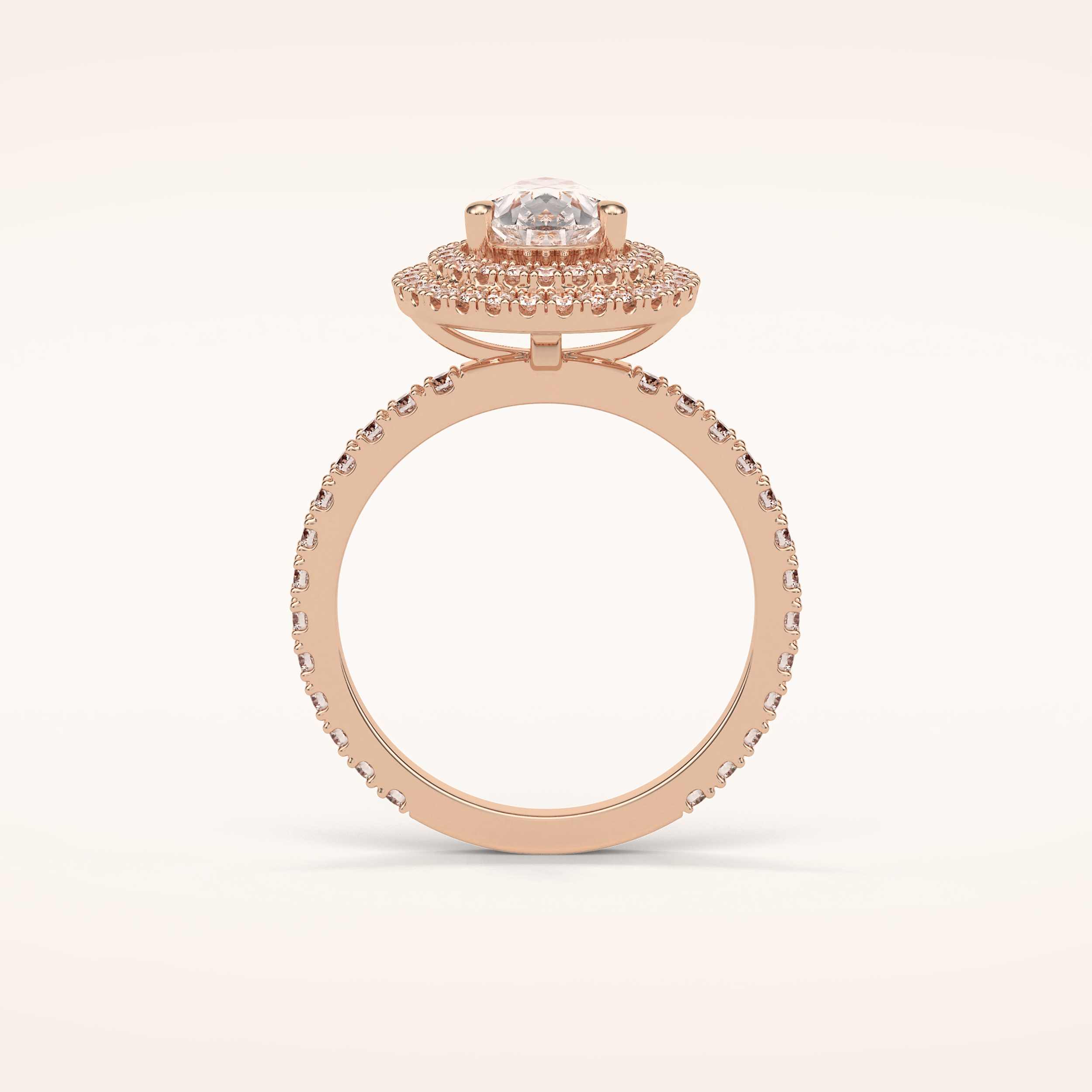 1.33 CT Pear Shaped Double Halo & Pave Moissanite Engagement Ring