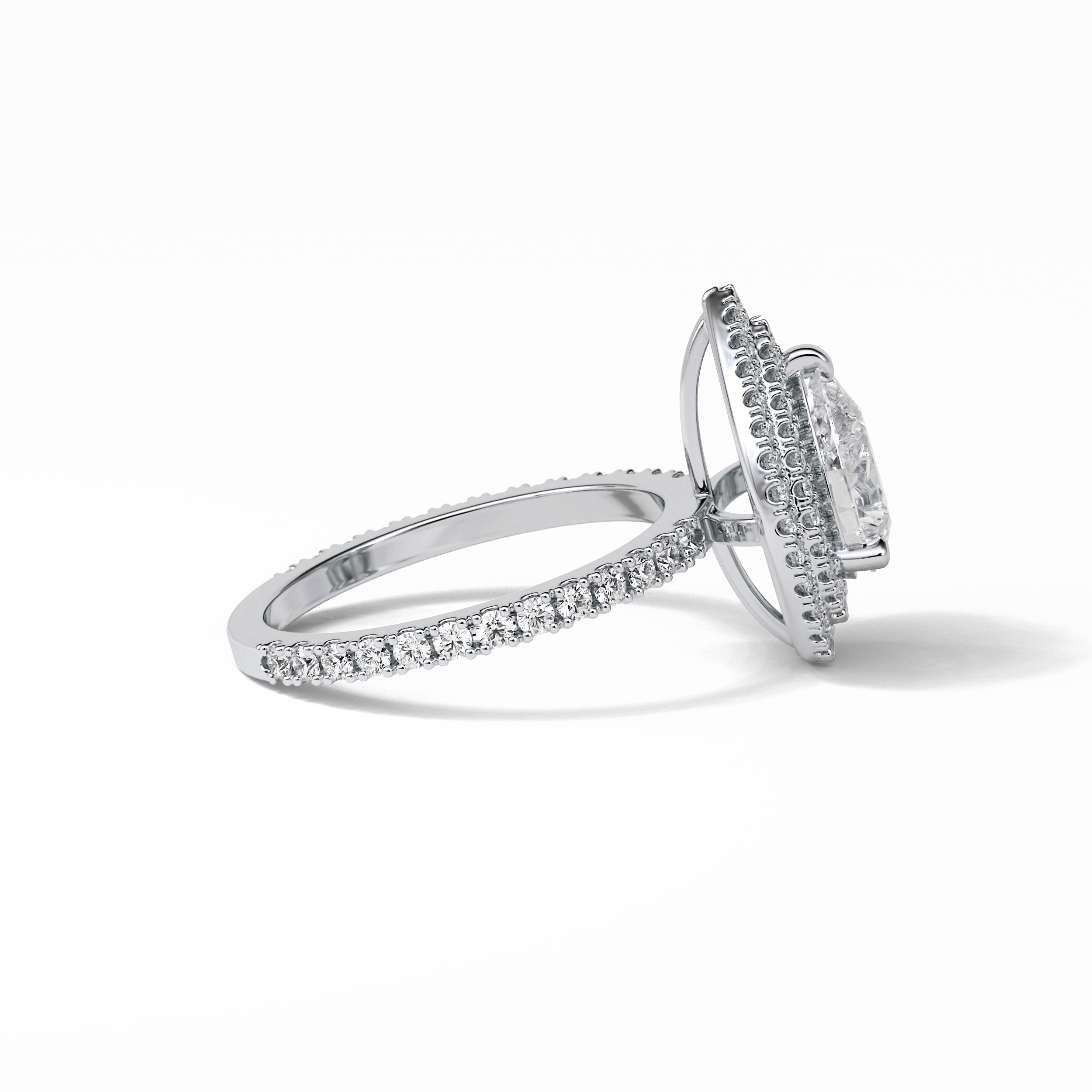 Pear Halo & Pave Lab Grown Diamond Engagement Ring