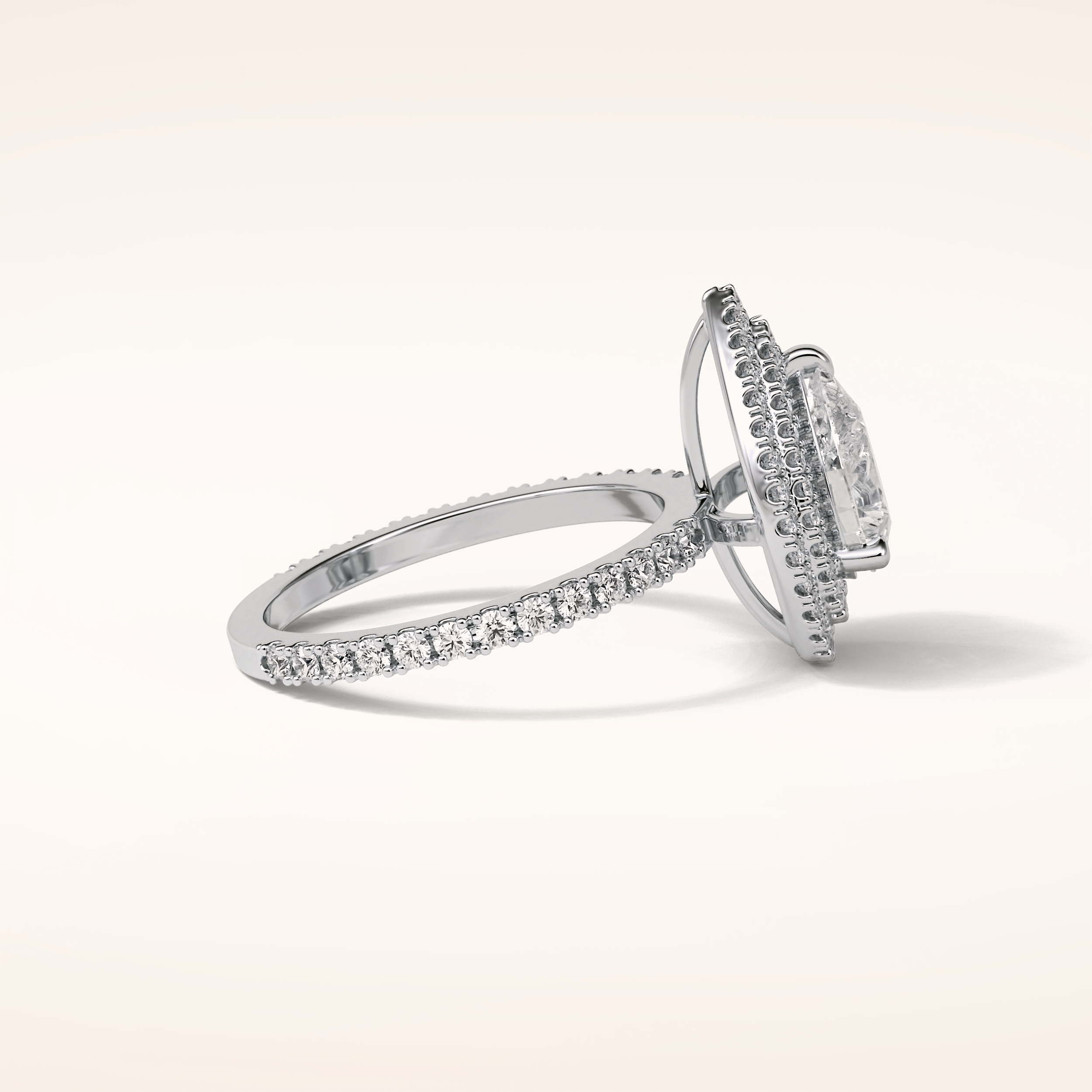 1.33 CT Pear Shaped Double Halo & Pave Moissanite Engagement Ring