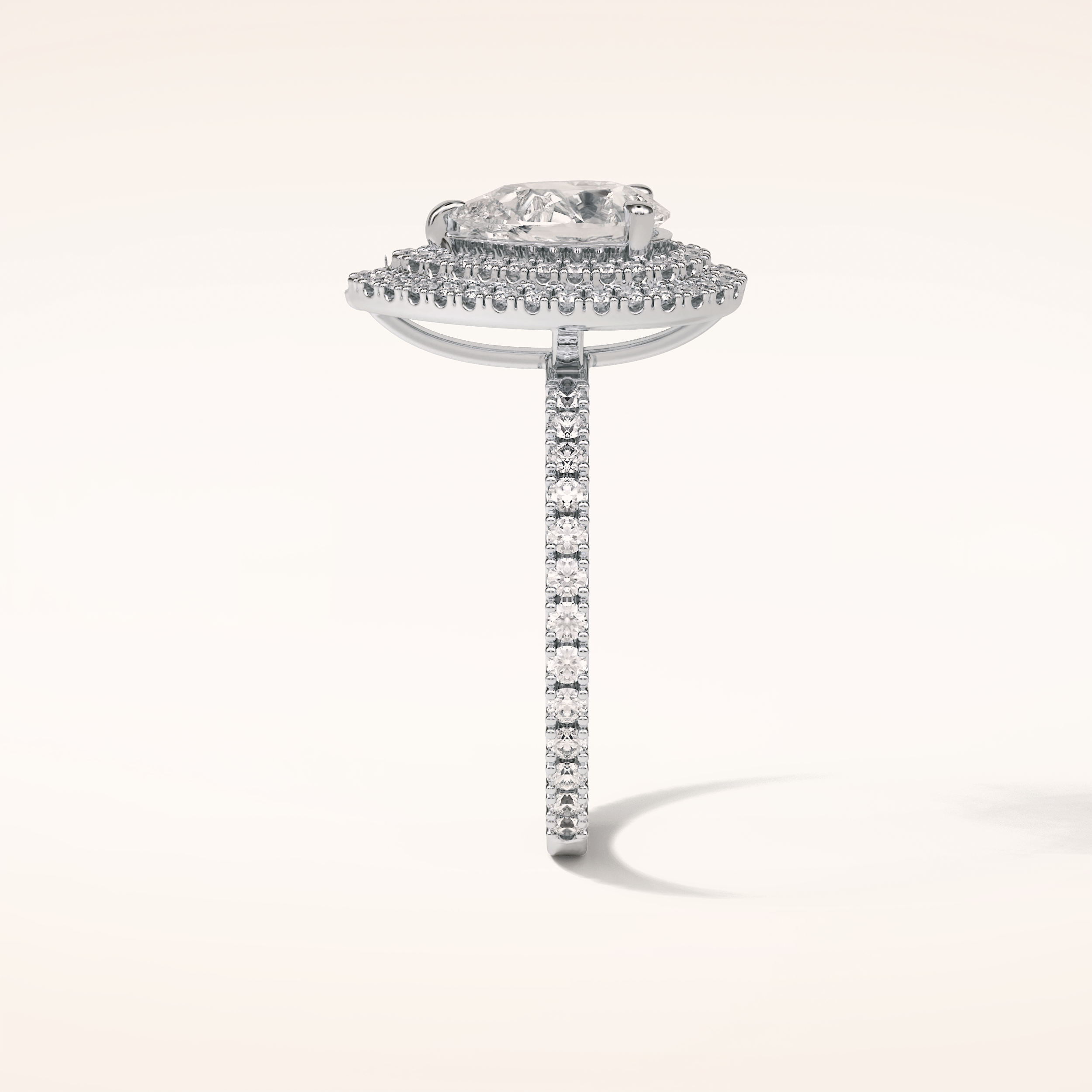 1.33 CT Pear Shaped Double Halo & Pave Moissanite Engagement Ring