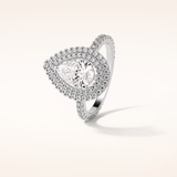 1.33 CT Pear Shaped Double Halo & Pave Moissanite Engagement Ring