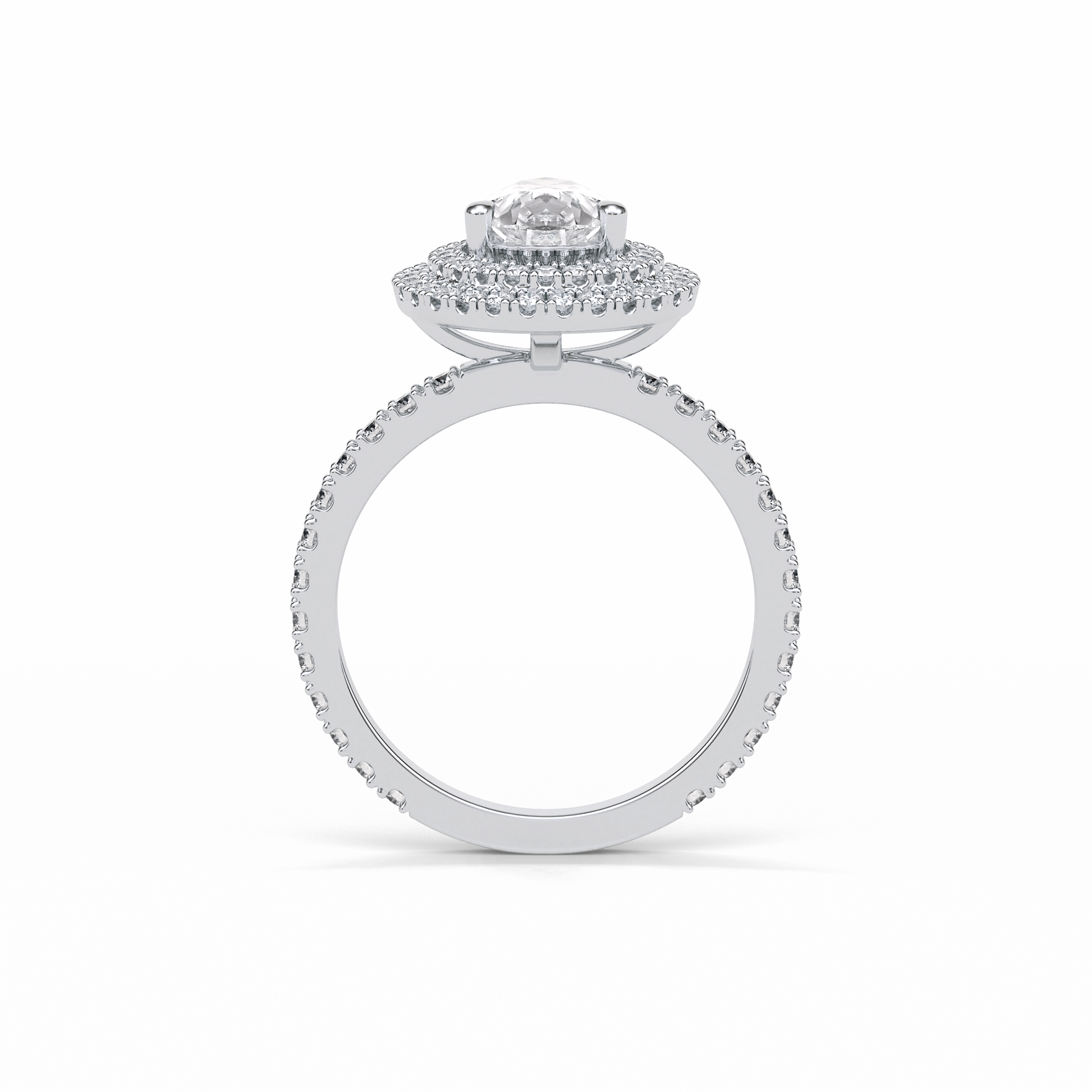 Pear Halo & Pave Lab Grown Diamond Engagement Ring