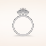 1.33 CT Pear Shaped Double Halo & Pave Moissanite Engagement Ring