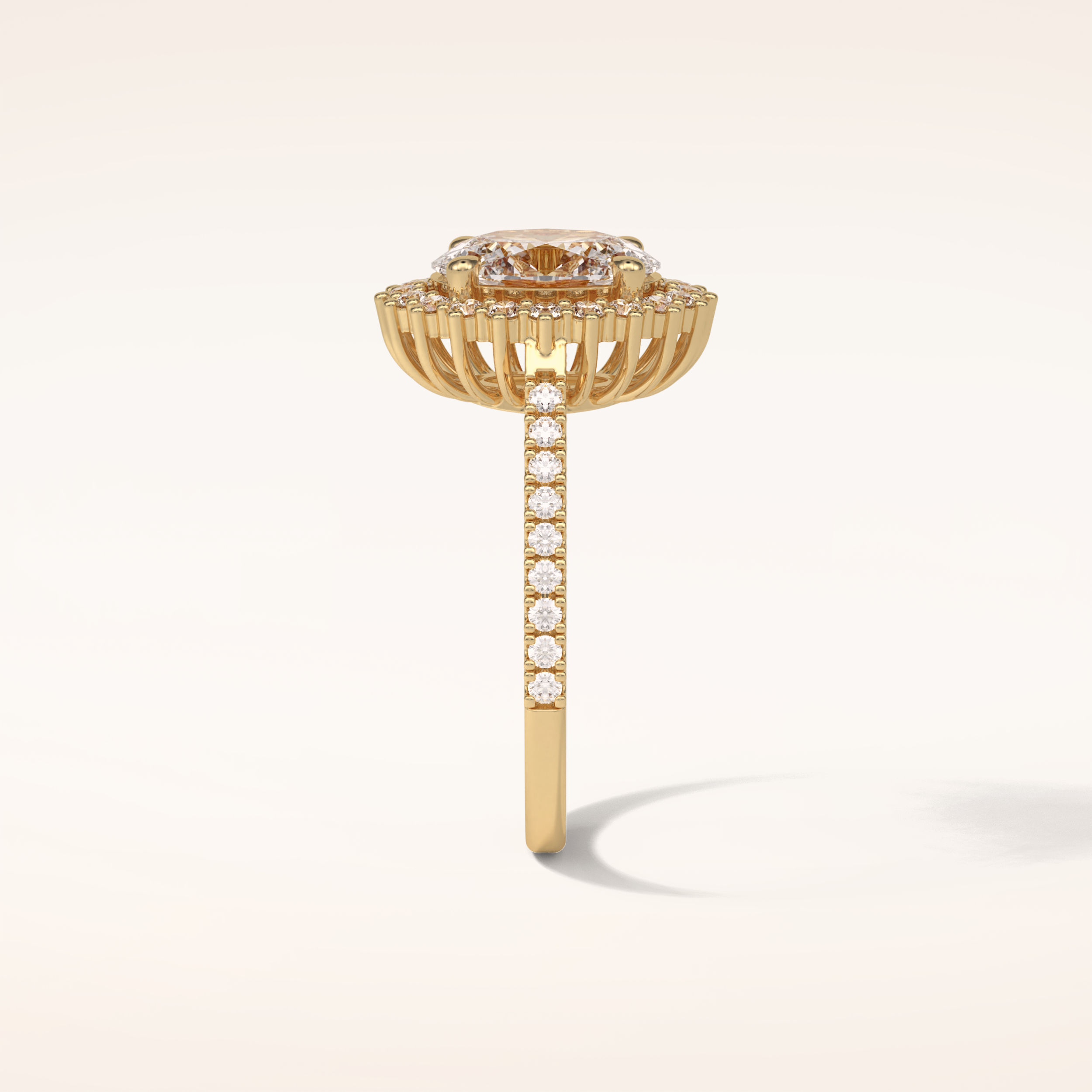 1.91 CT Oval Shaped Halo & Pave Moissanite Engagement Ring