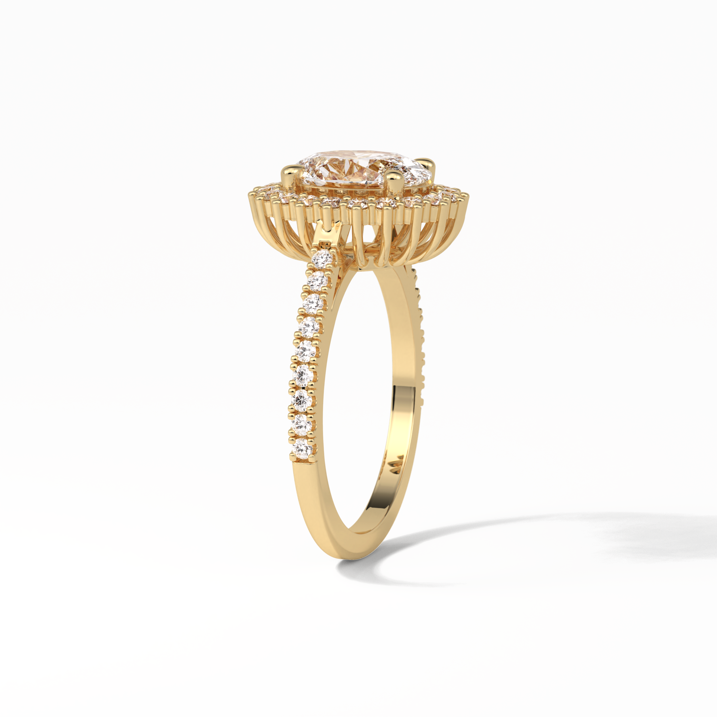 Oval Halo & Pave Lab Grown Diamond Engagement Ring
