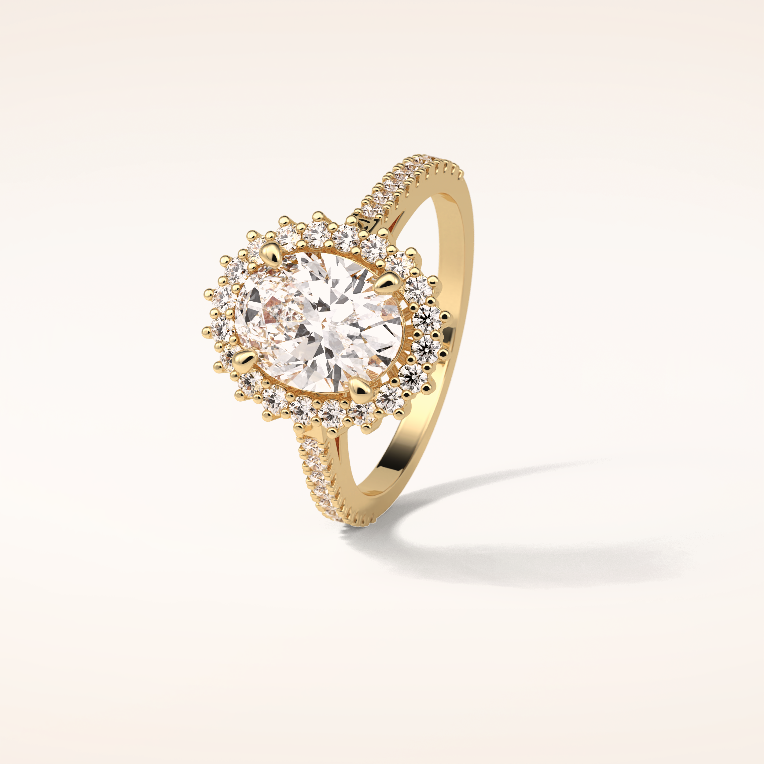 1.91 CT Oval Shaped Halo & Pave Moissanite Engagement Ring