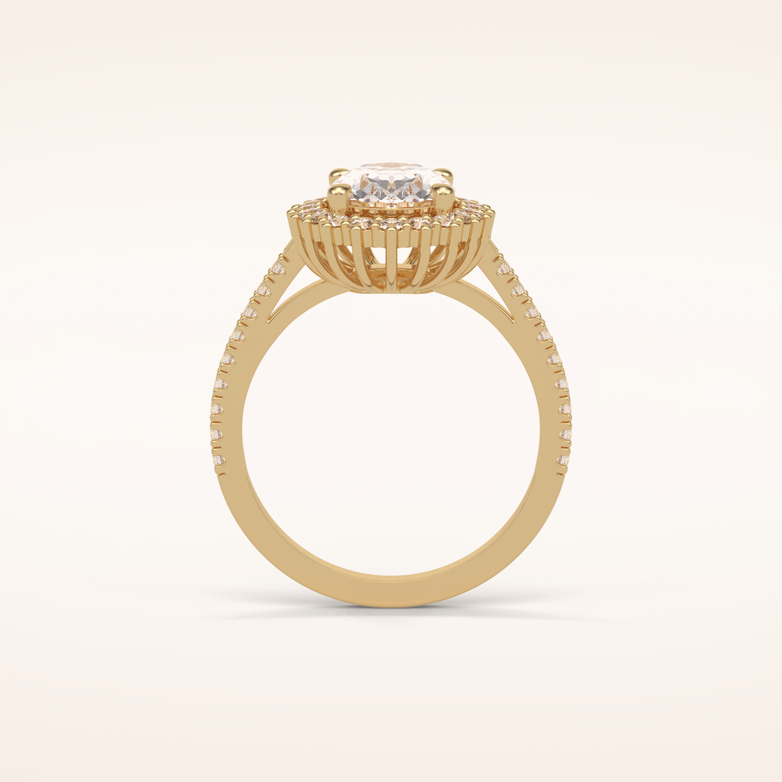 1.91 CT Oval Shaped Halo & Pave Moissanite Engagement Ring