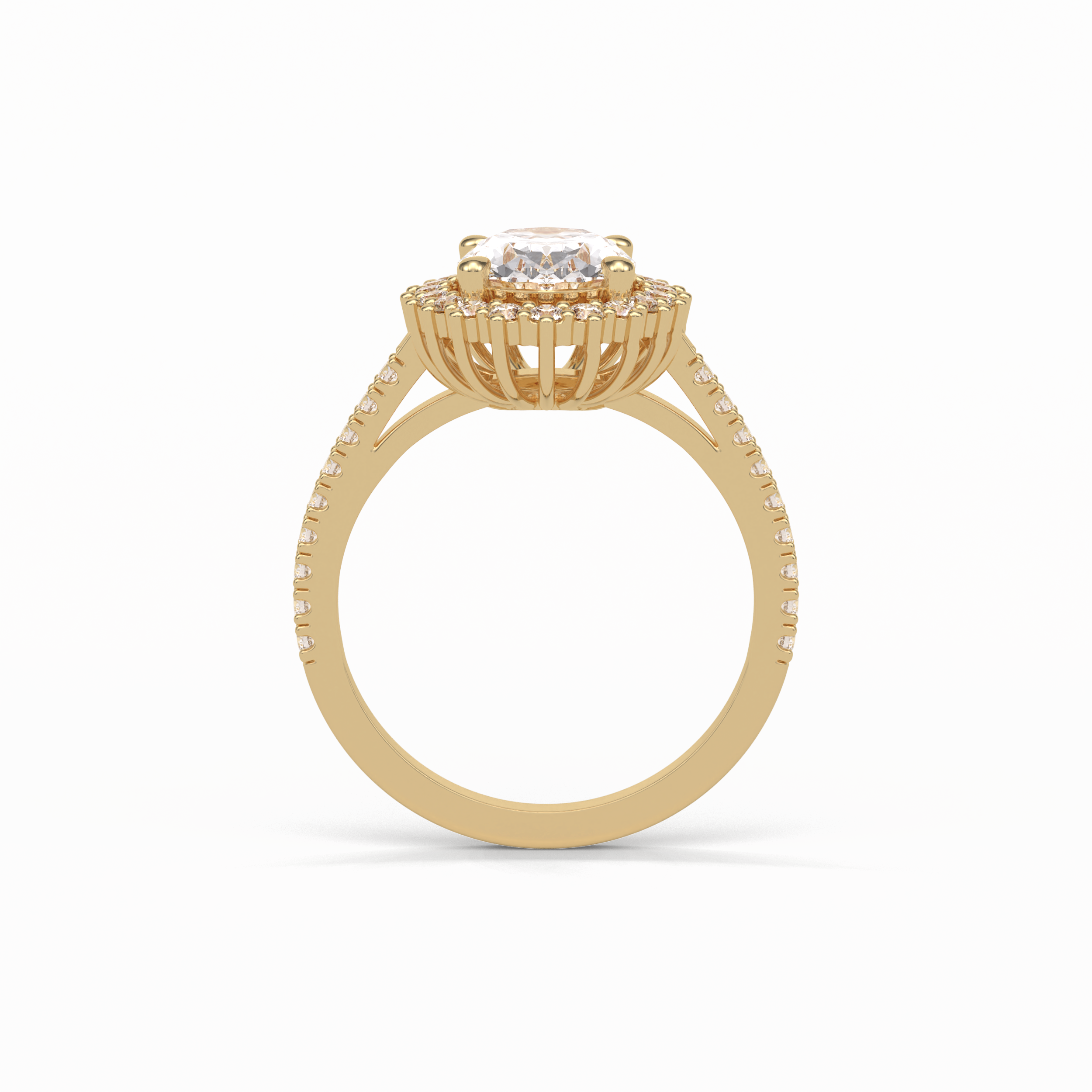 Oval Halo & Pave Lab Grown Diamond Engagement Ring