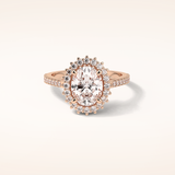 1.91 CT Oval Shaped Halo & Pave Moissanite Engagement Ring