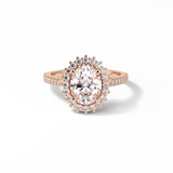 Oval Halo & Pave Lab Grown Diamond Engagement Ring