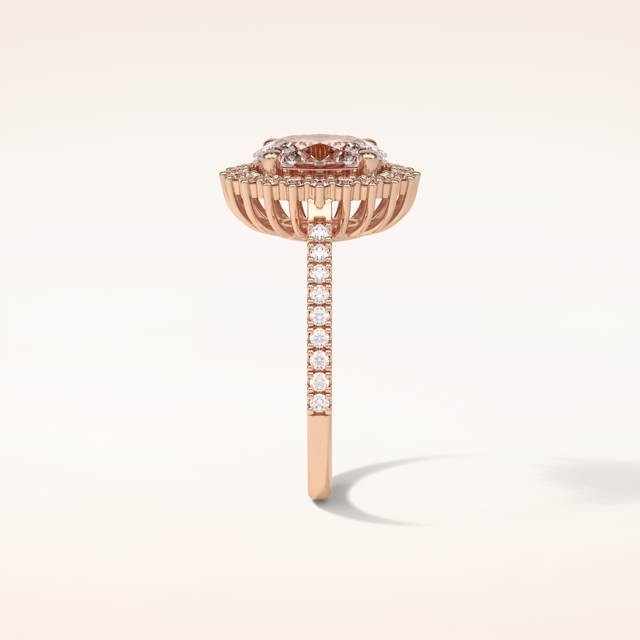 1.91 CT Oval Shaped Halo & Pave Moissanite Engagement Ring