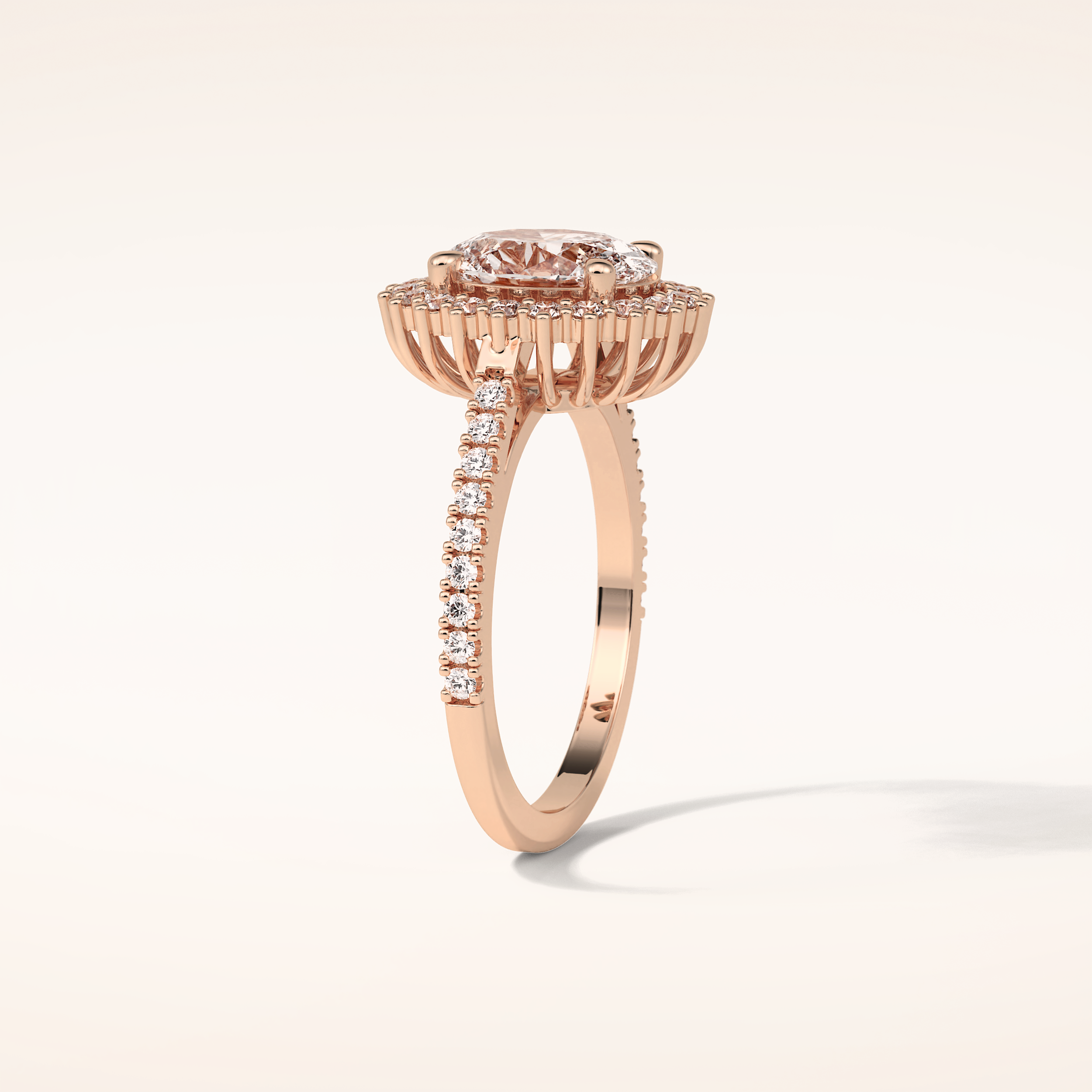 1.91 CT Oval Shaped Halo & Pave Moissanite Engagement Ring