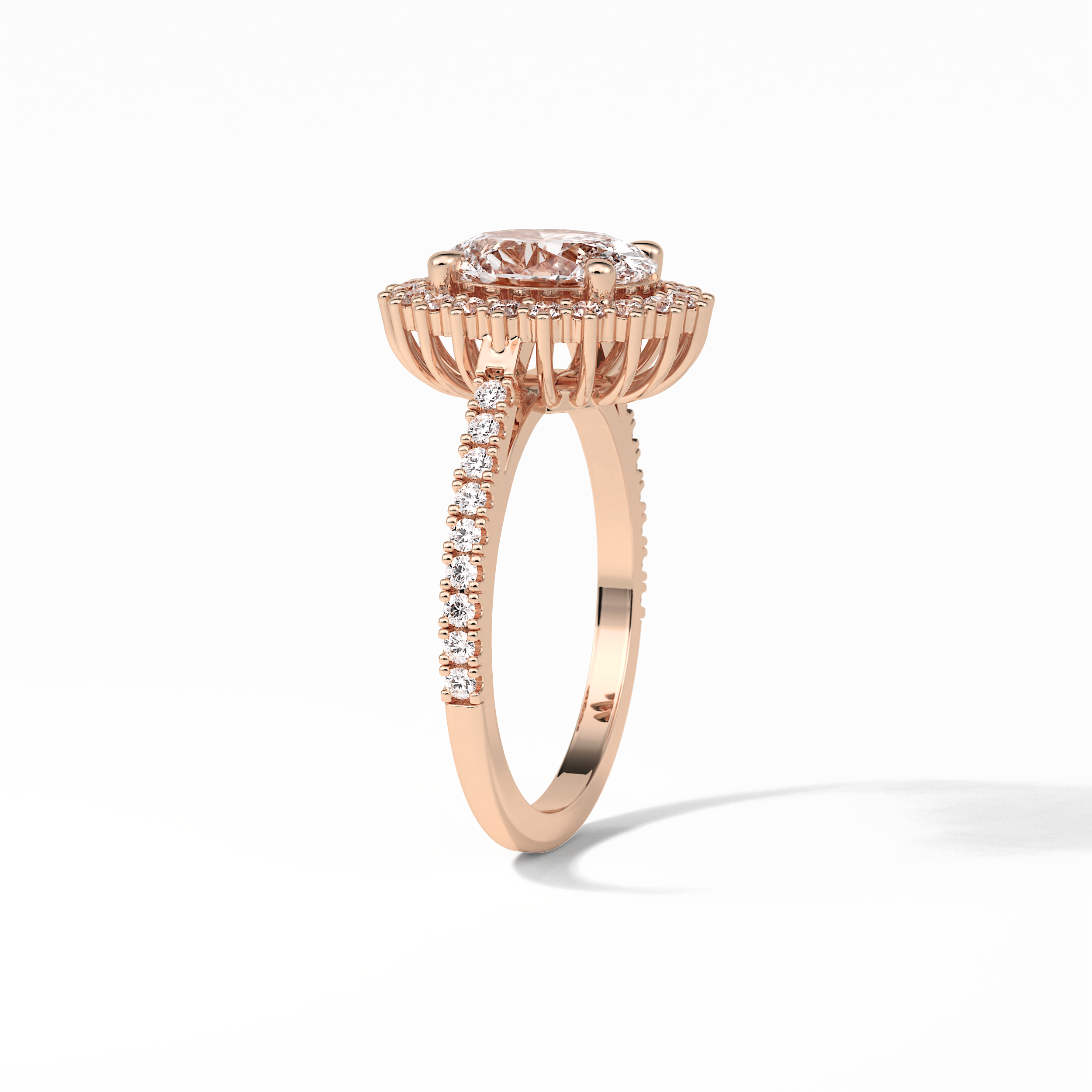 Oval Halo & Pave Lab Grown Diamond Engagement Ring