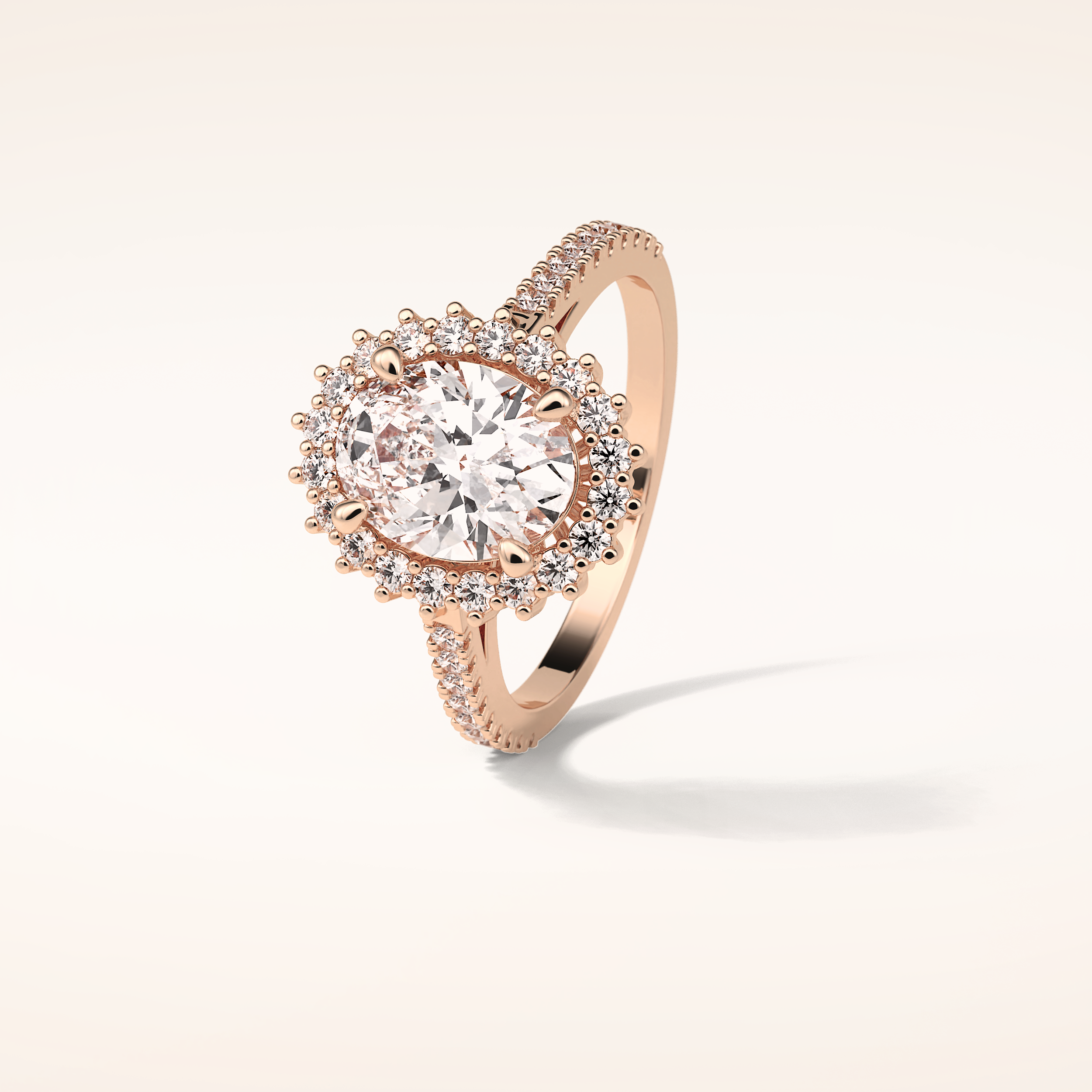 1.91 CT Oval Shaped Halo & Pave Moissanite Engagement Ring