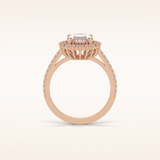 1.91 CT Oval Shaped Halo & Pave Moissanite Engagement Ring