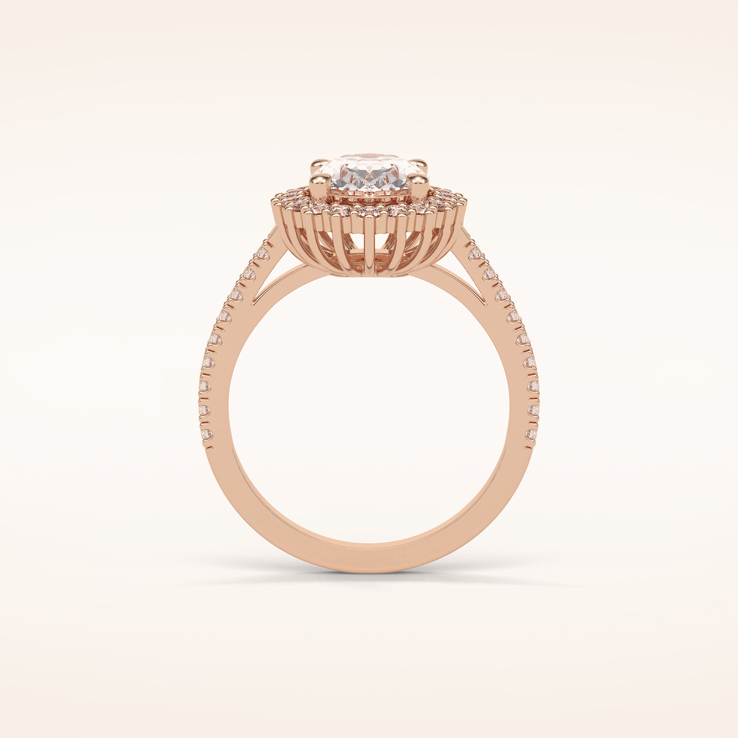 1.91 CT Oval Shaped Halo & Pave Moissanite Engagement Ring