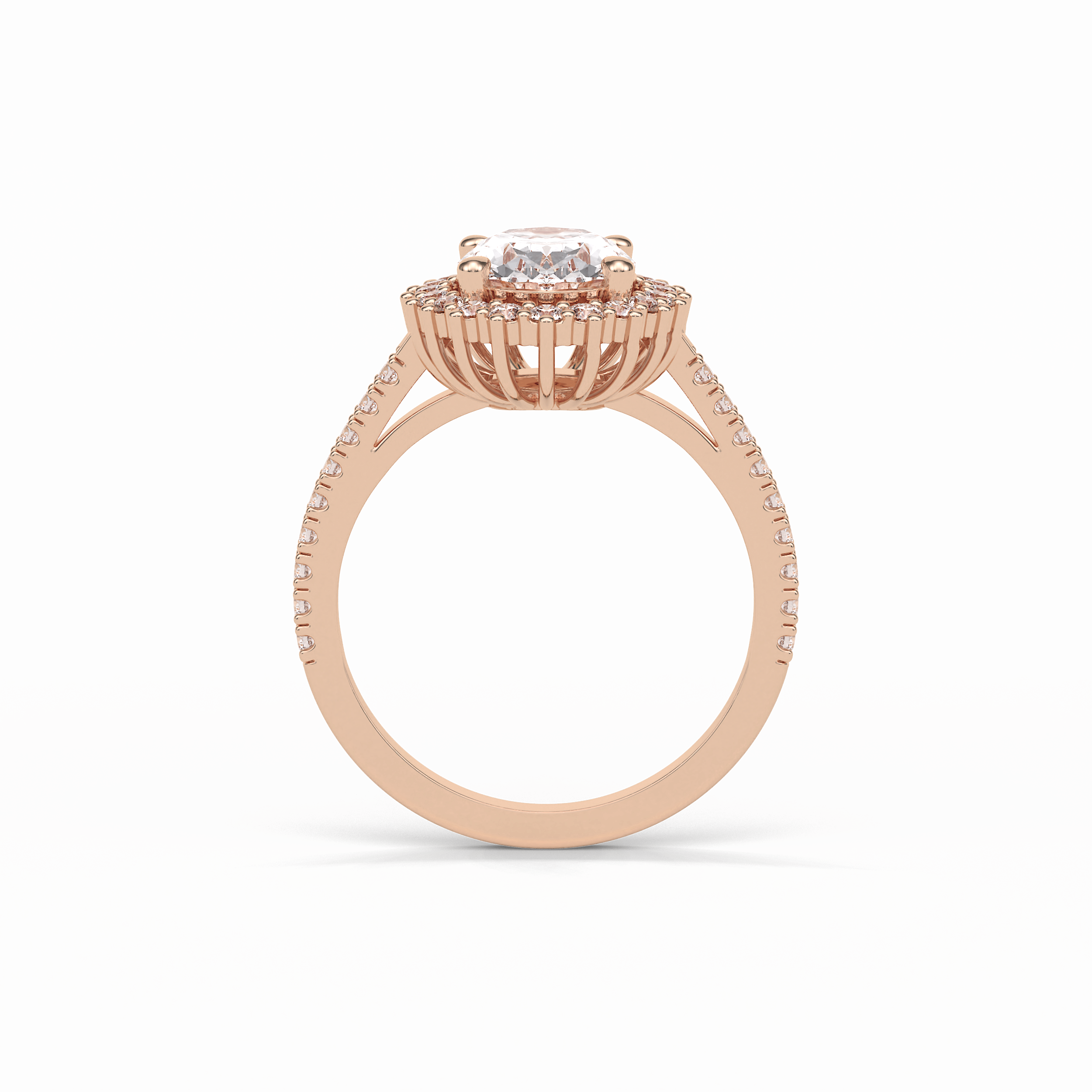 Oval Halo & Pave Lab Grown Diamond Engagement Ring