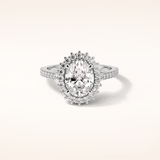 1.91 CT Oval Shaped Halo & Pave Moissanite Engagement Ring