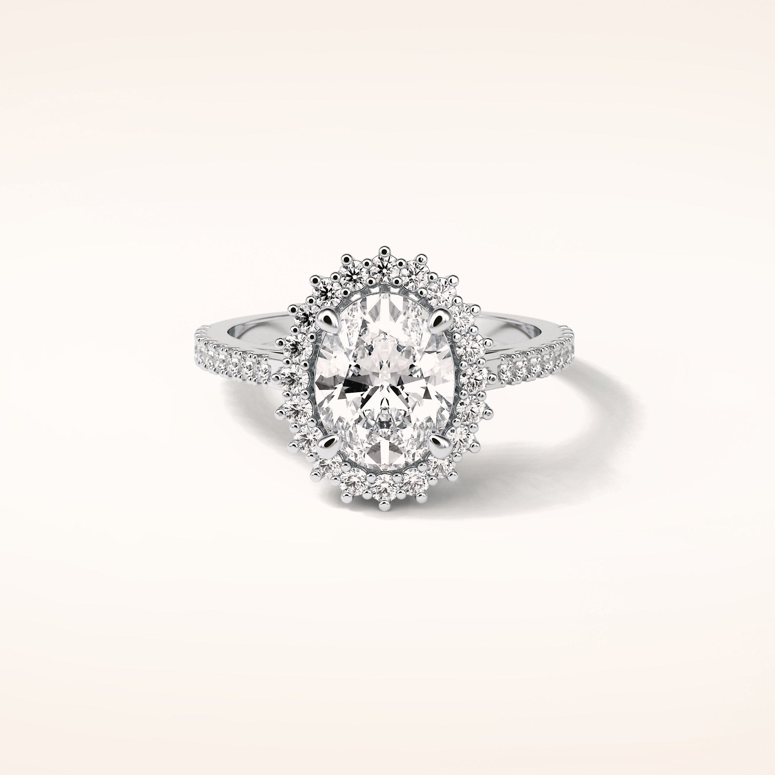 1.91 CT Oval Shaped Halo & Pave Moissanite Engagement Ring