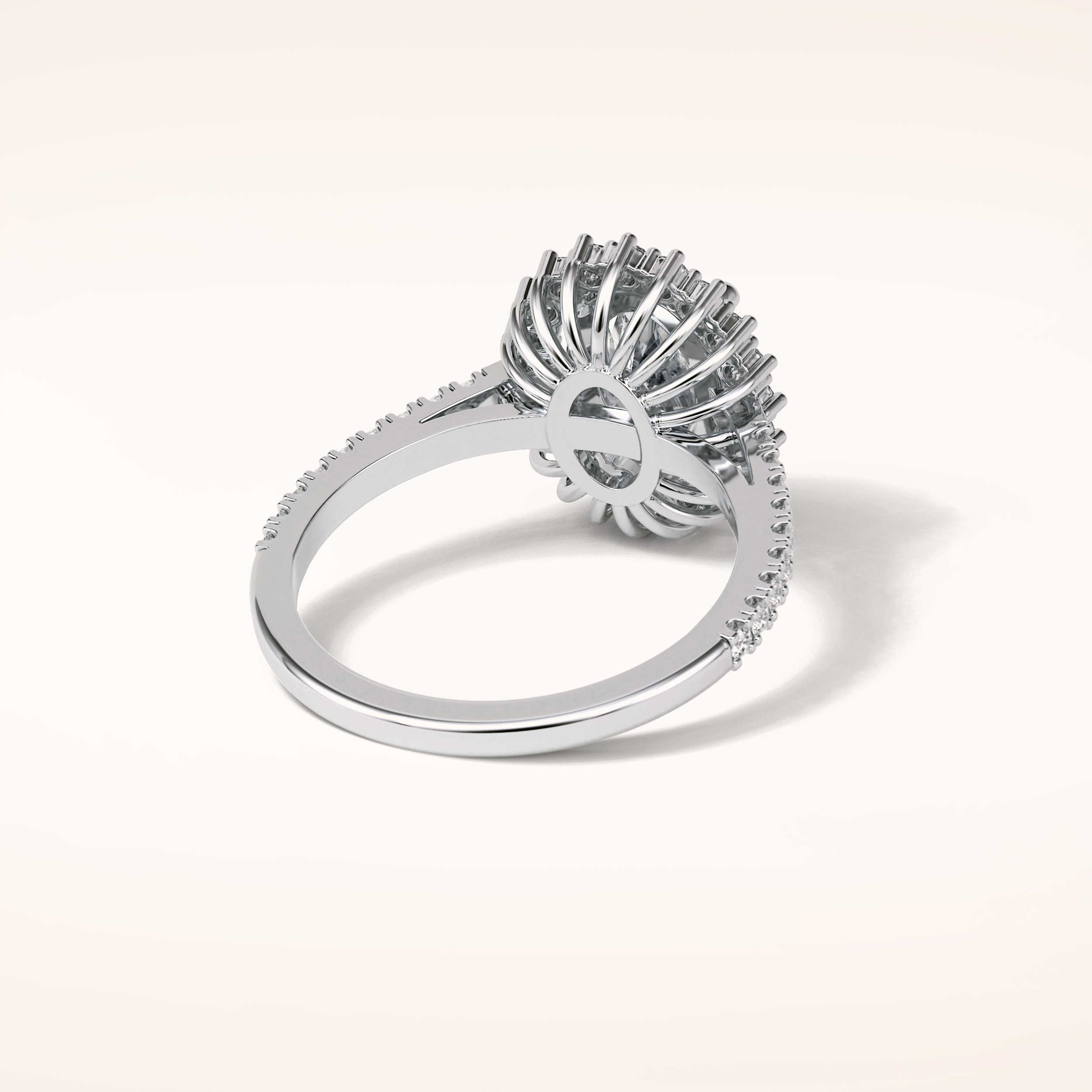 1.91 CT Oval Shaped Halo & Pave Moissanite Engagement Ring