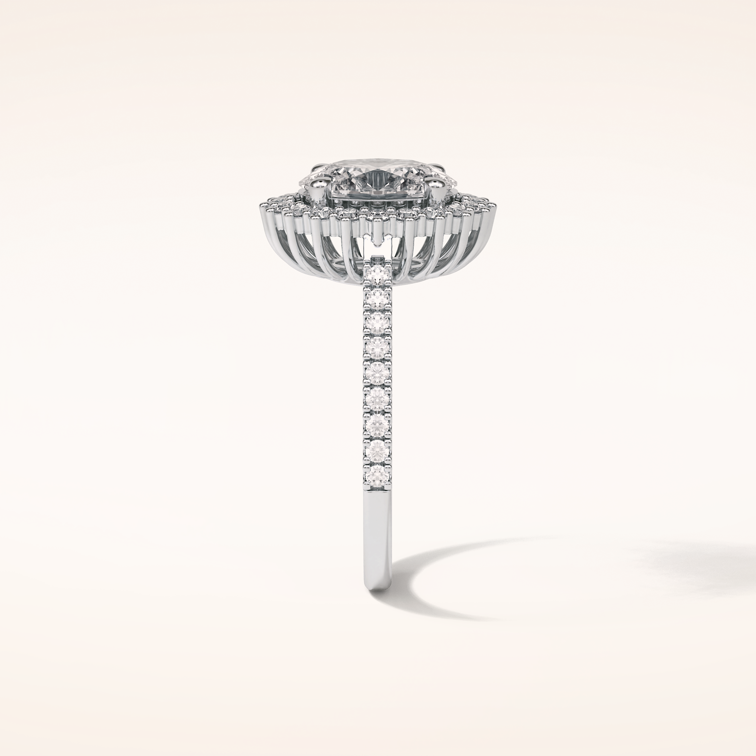 1.91 CT Oval Shaped Halo & Pave Moissanite Engagement Ring