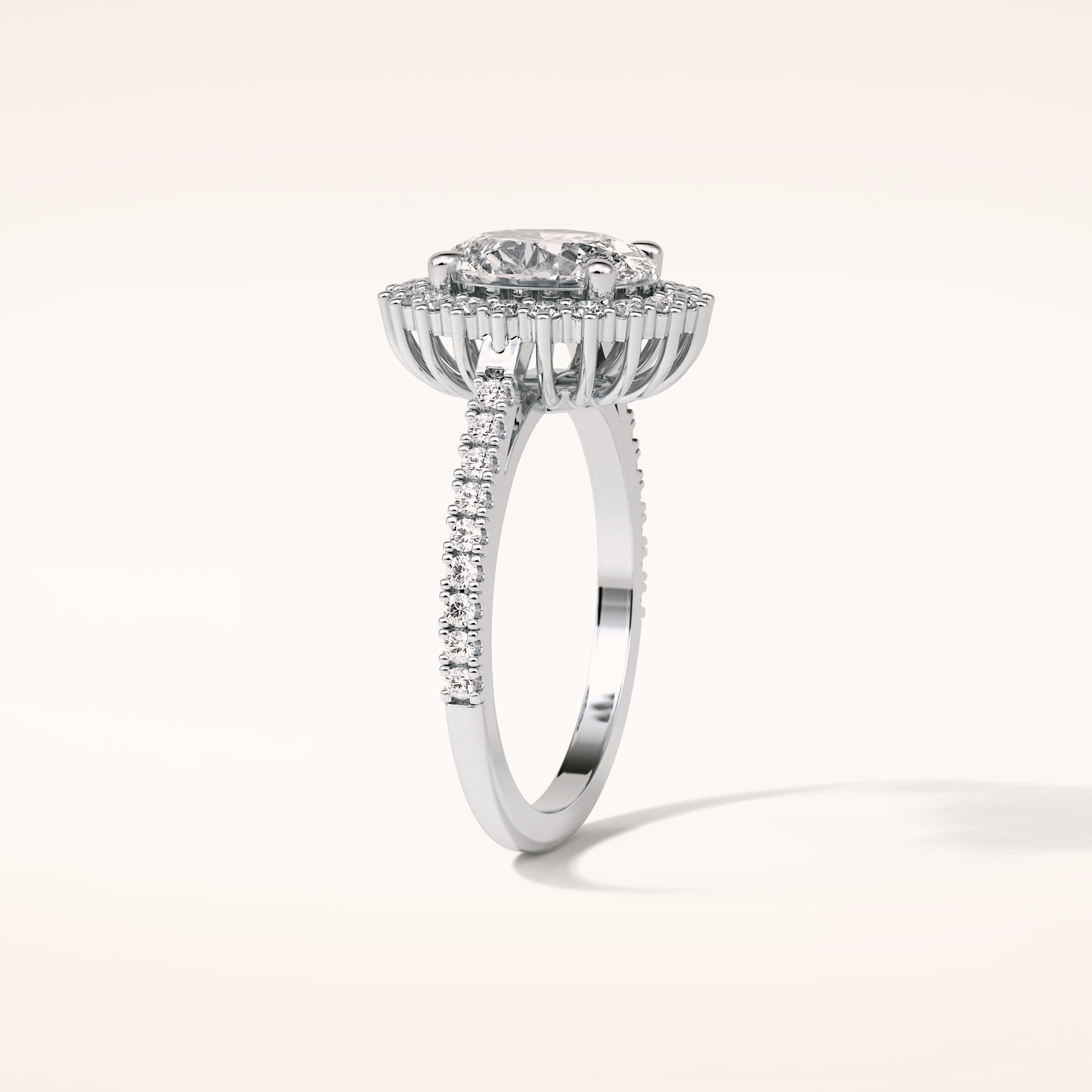 1.91 CT Oval Shaped Halo & Pave Moissanite Engagement Ring