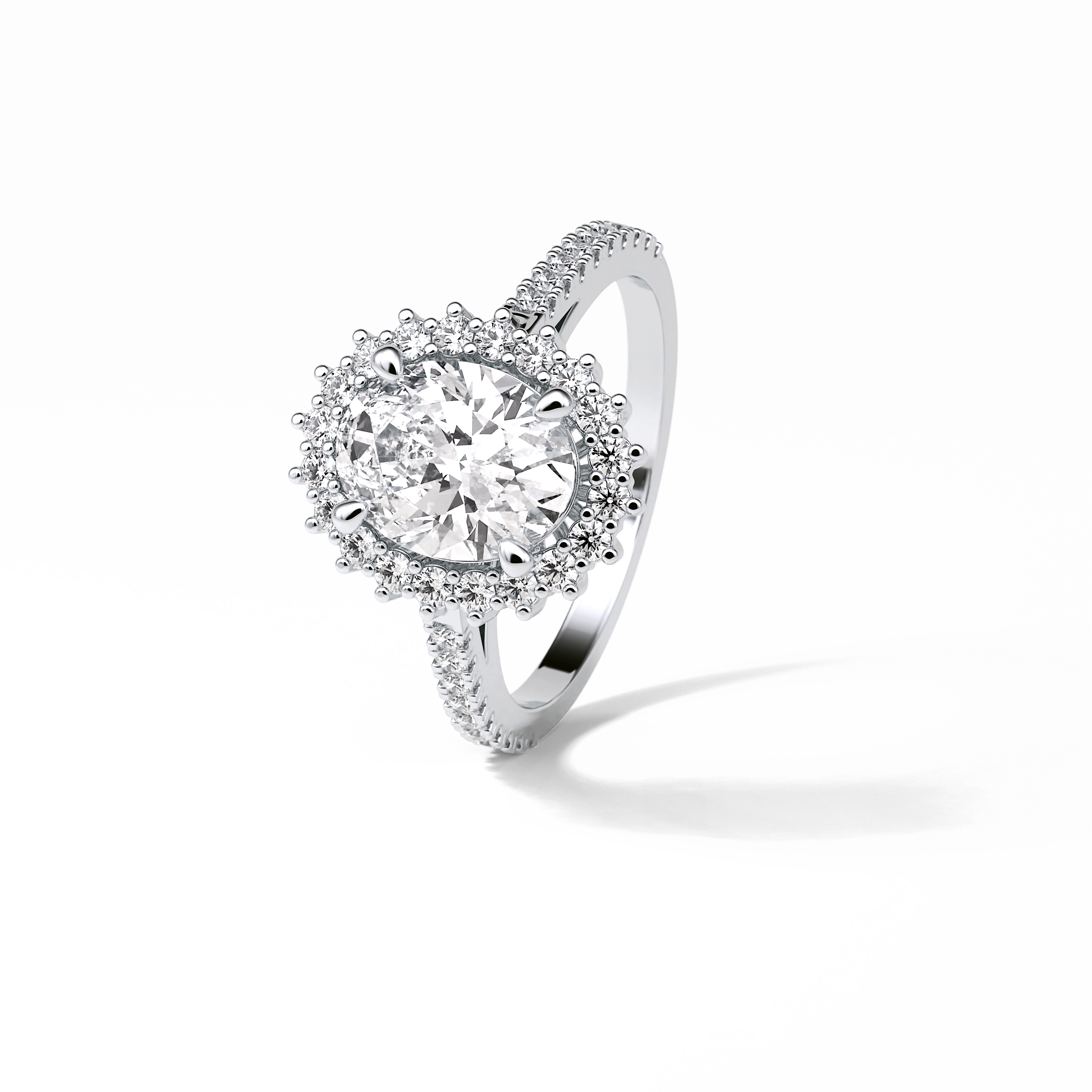 Oval Halo & Pave Lab Grown Diamond Engagement Ring