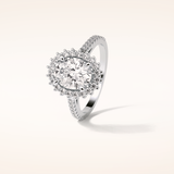 1.91 CT Oval Shaped Halo & Pave Moissanite Engagement Ring