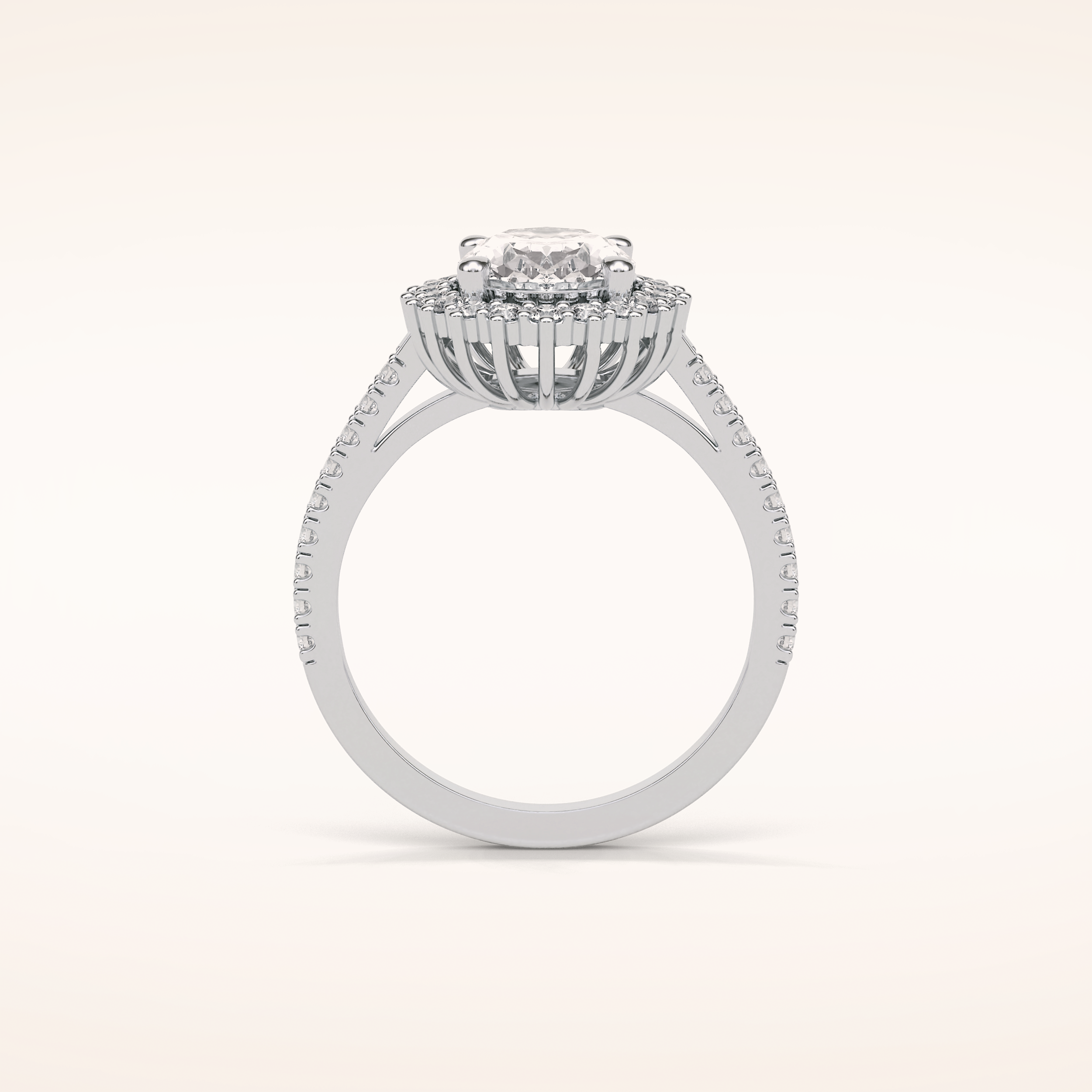 1.91 CT Oval Shaped Halo & Pave Moissanite Engagement Ring