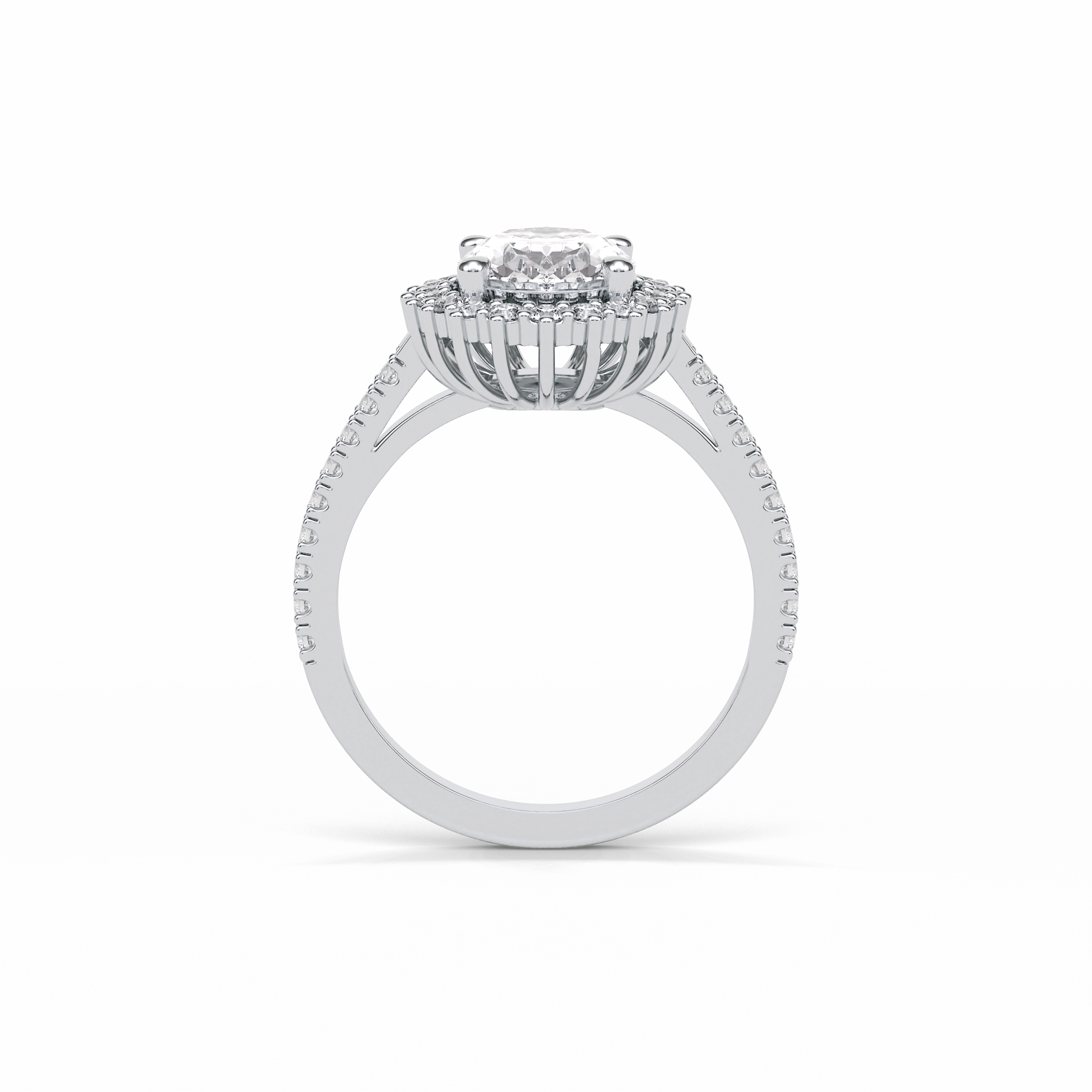 Oval Halo & Pave Lab Grown Diamond Engagement Ring